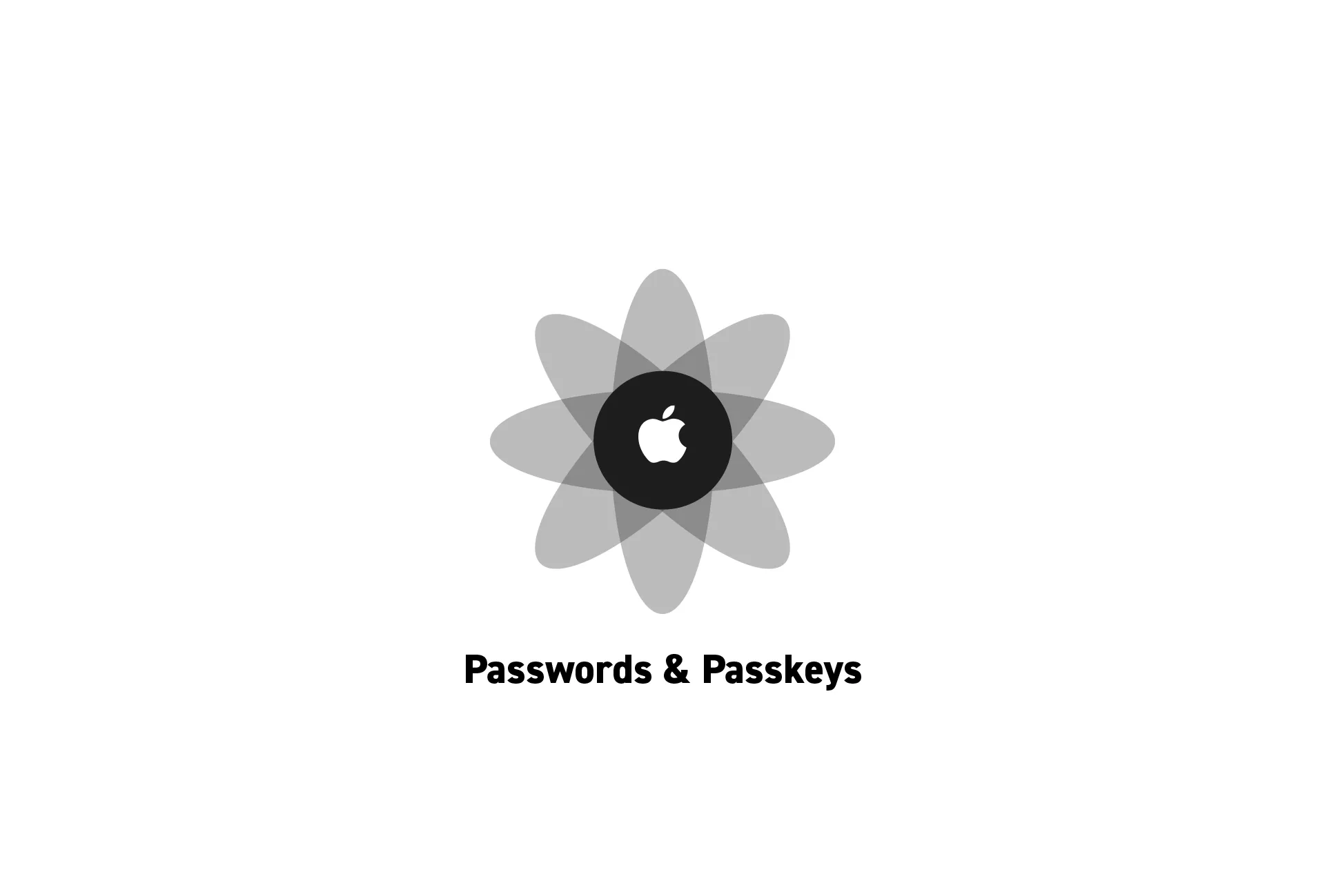 A flower that represents Passwords and Passkeys. Beneath it sits the text "Passwords &amp; Passkeys."