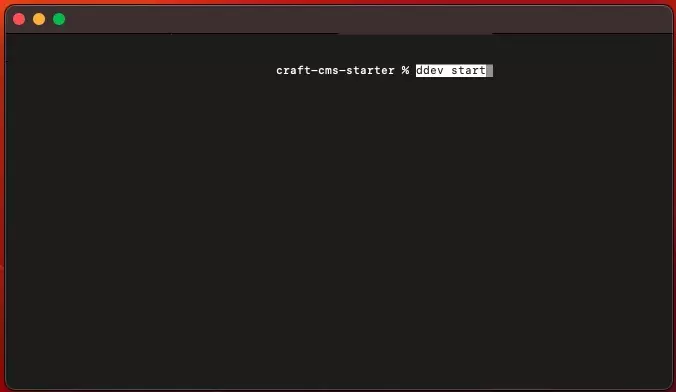 A screenshot of Terminal running ddev start.