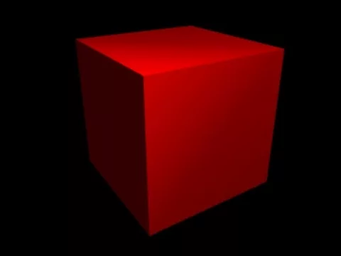 A red cube illuminated by a light.