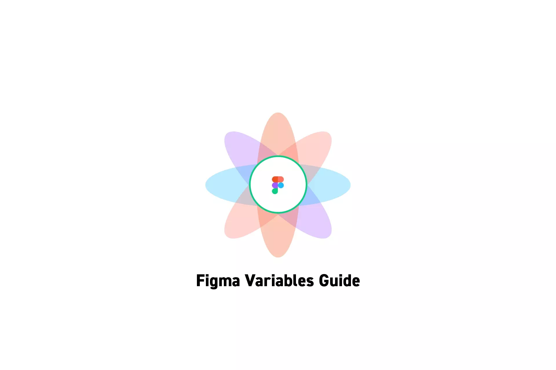 A flower that represents Figma with the text "Figma Variables Guide" beneath it.