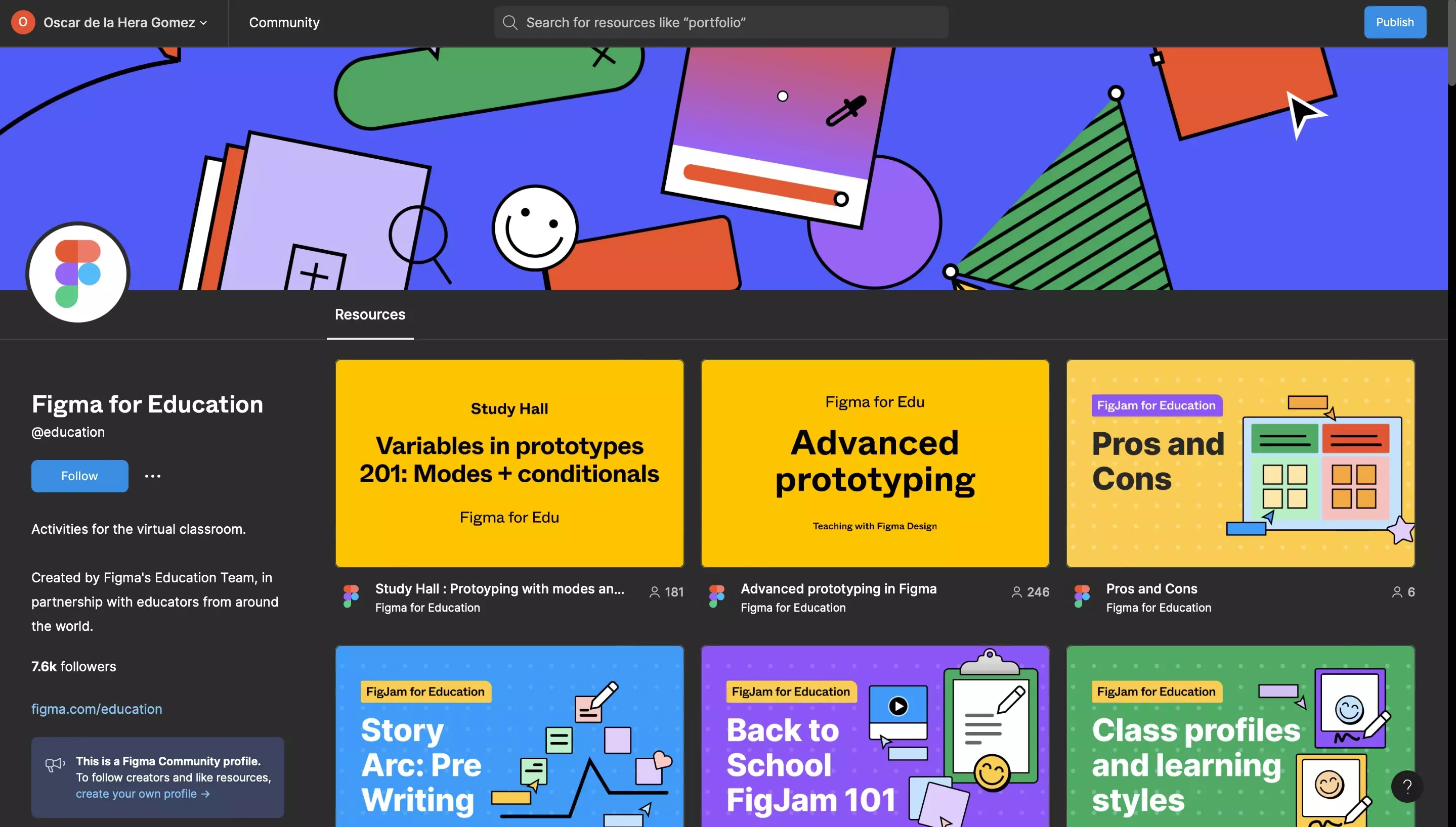 A screenshot of Figma's education page on August 17th 2023.