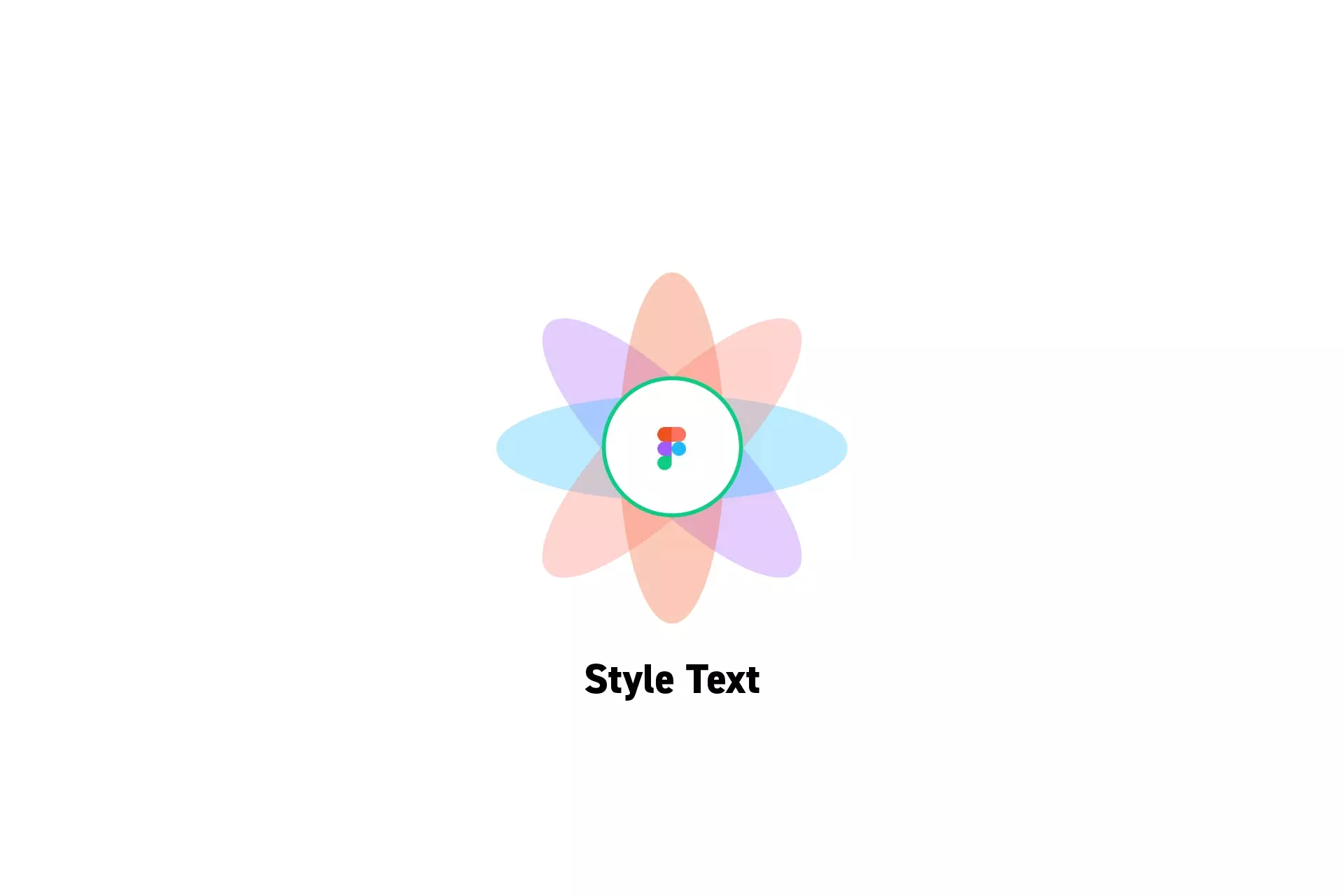 A flower that represents Figma with the text “Style Text” beneath it.