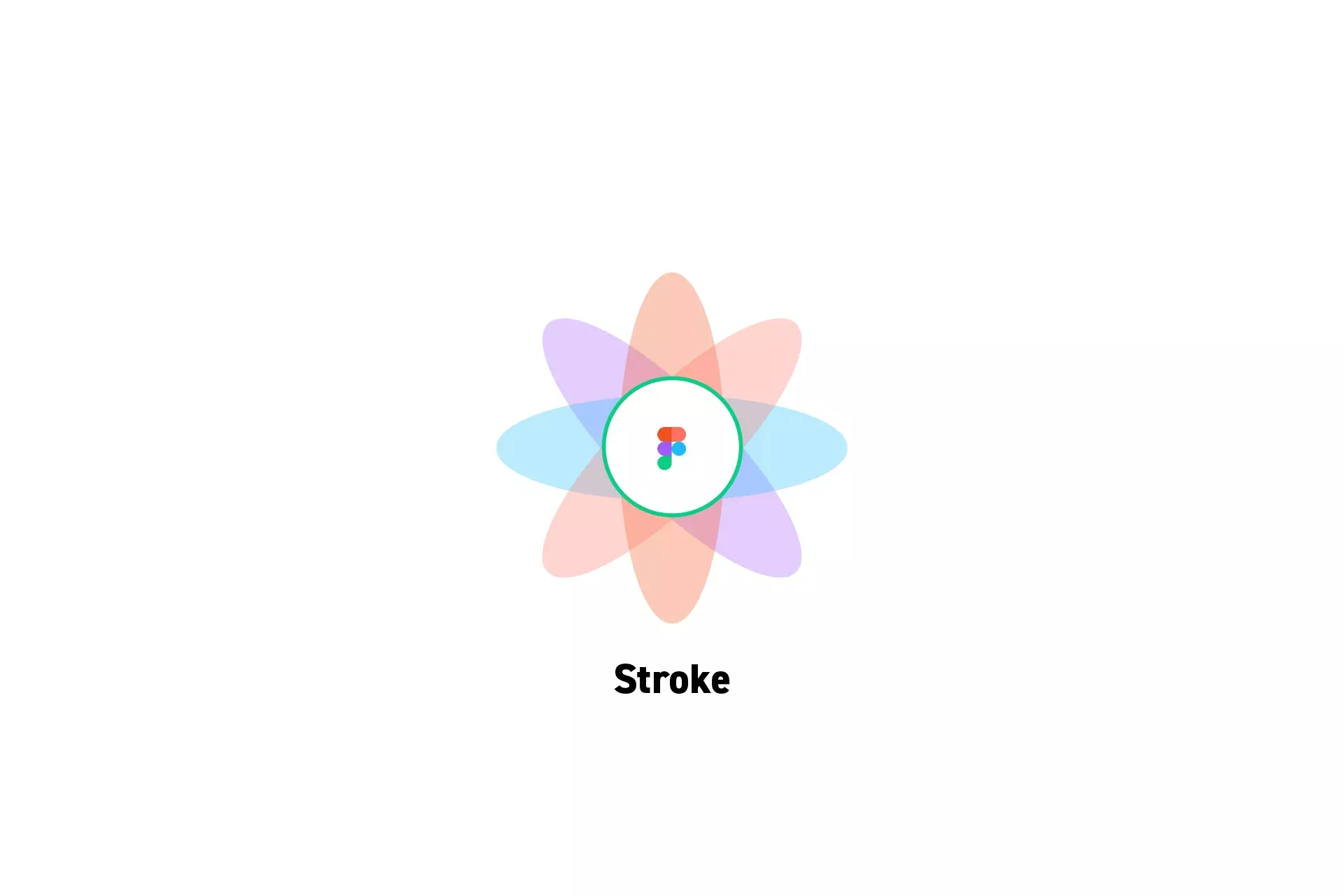 A flower that represents Figma with the text “Stroke” beneath it.