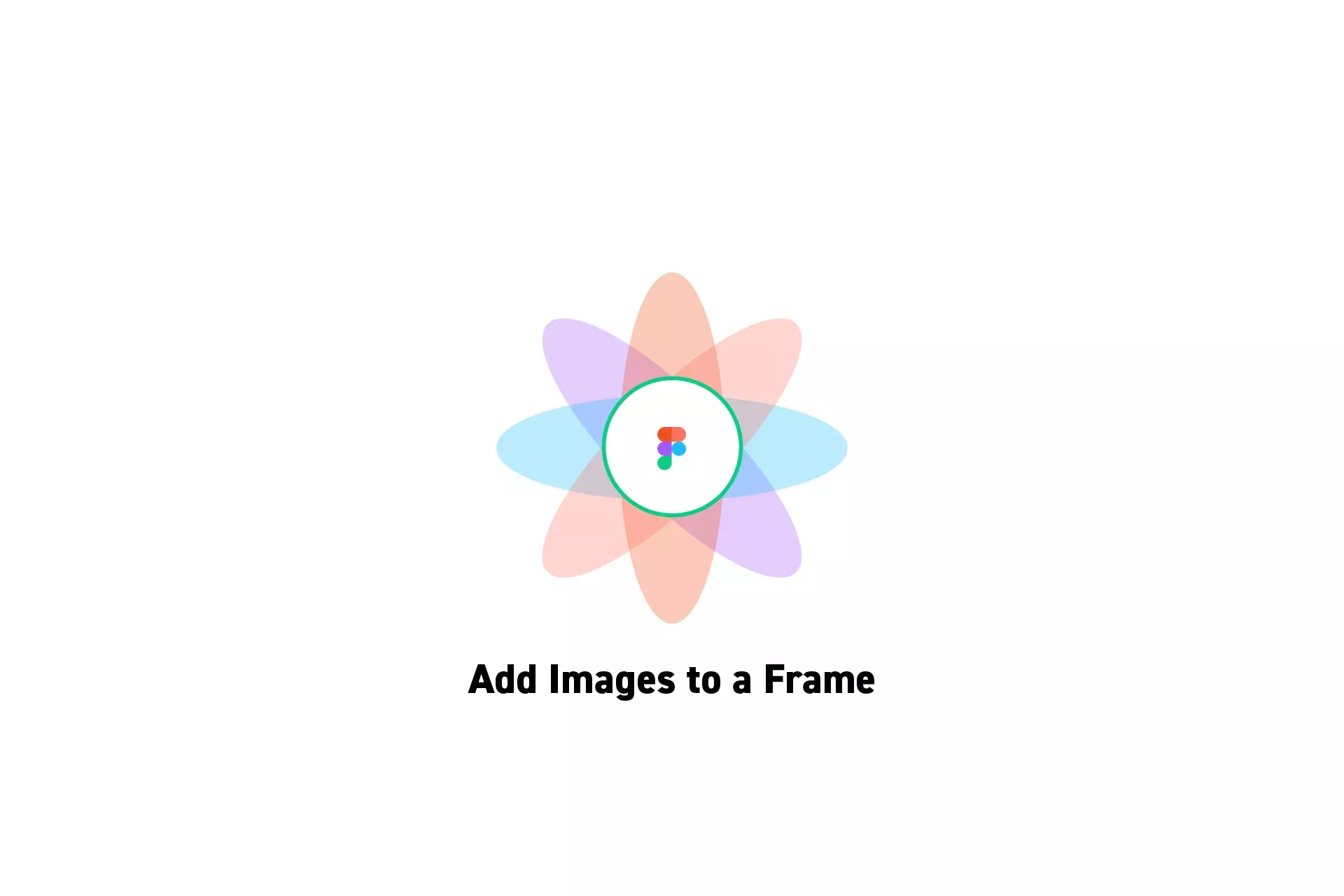 A flower that represents Figma with the text “Add Images to a Frame” beneath it.