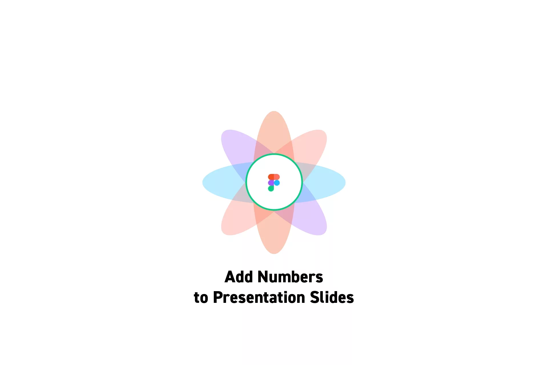 A flower that represents Figma with the text "Add Numbers to Presentation Slides" beneath it.