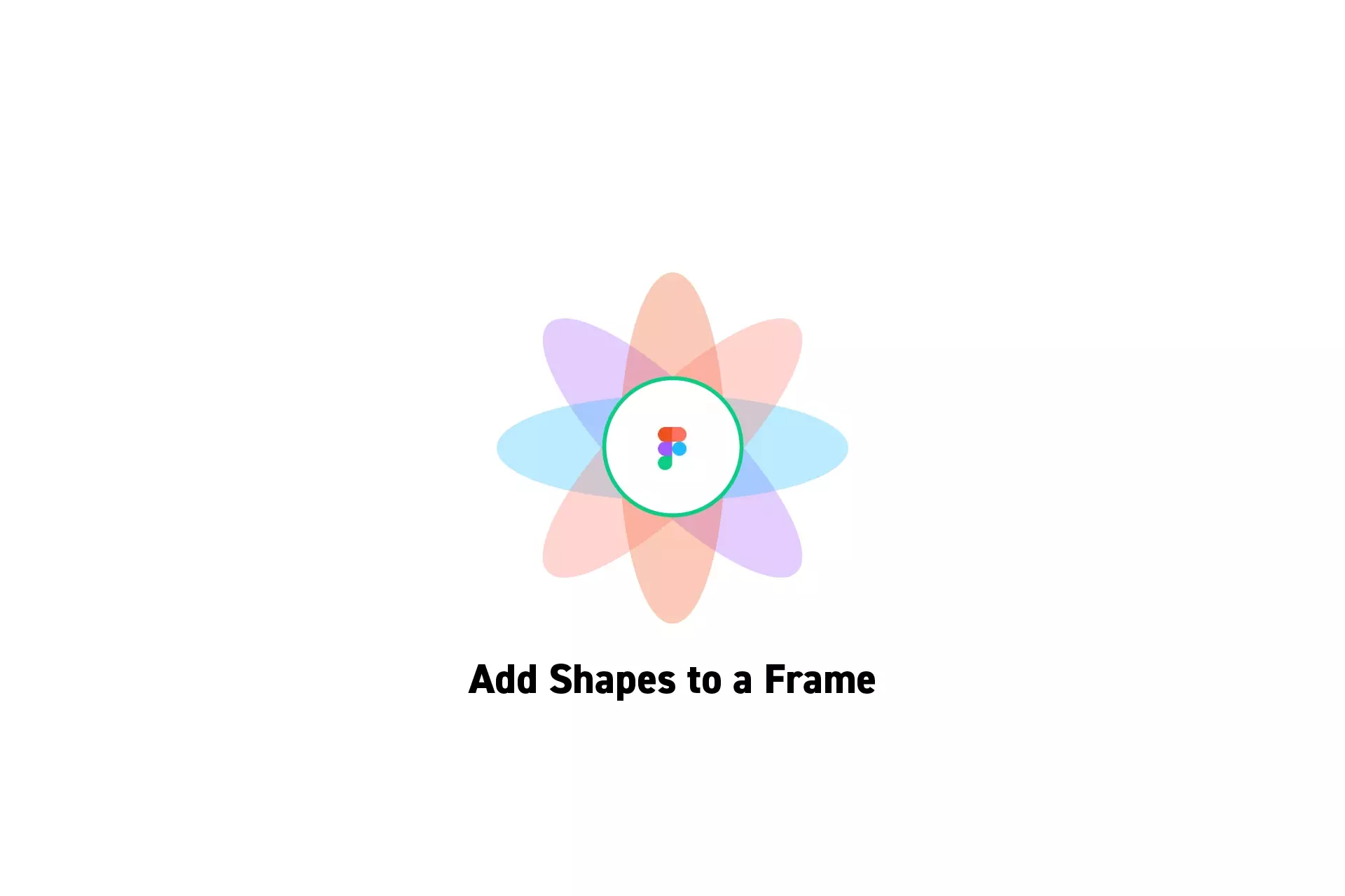 A flower that represents Figma with the text “Add Shapes to a Frame” beneath it.