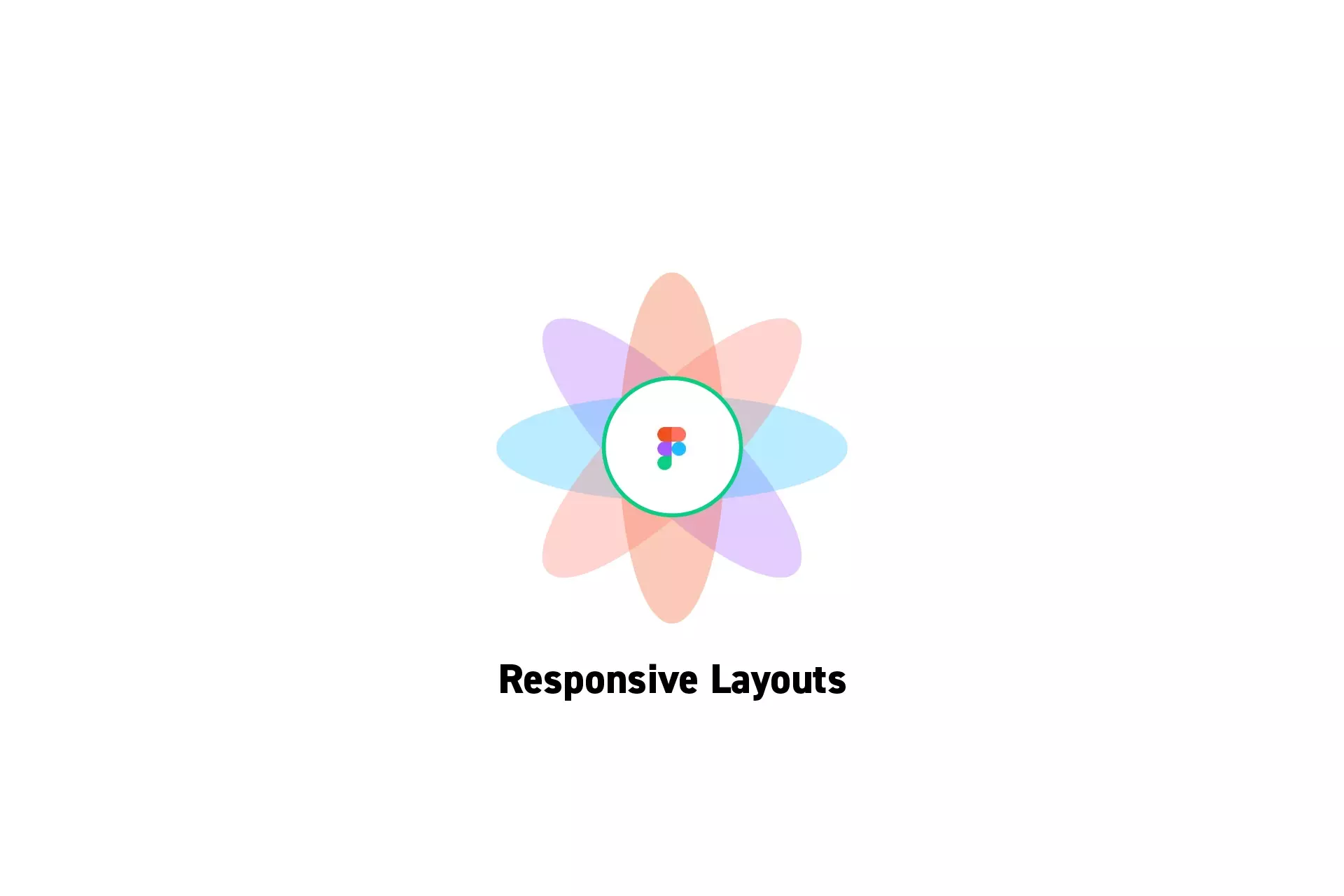 A flower that represents Figma with the text "Responsive Layout" beneath it.