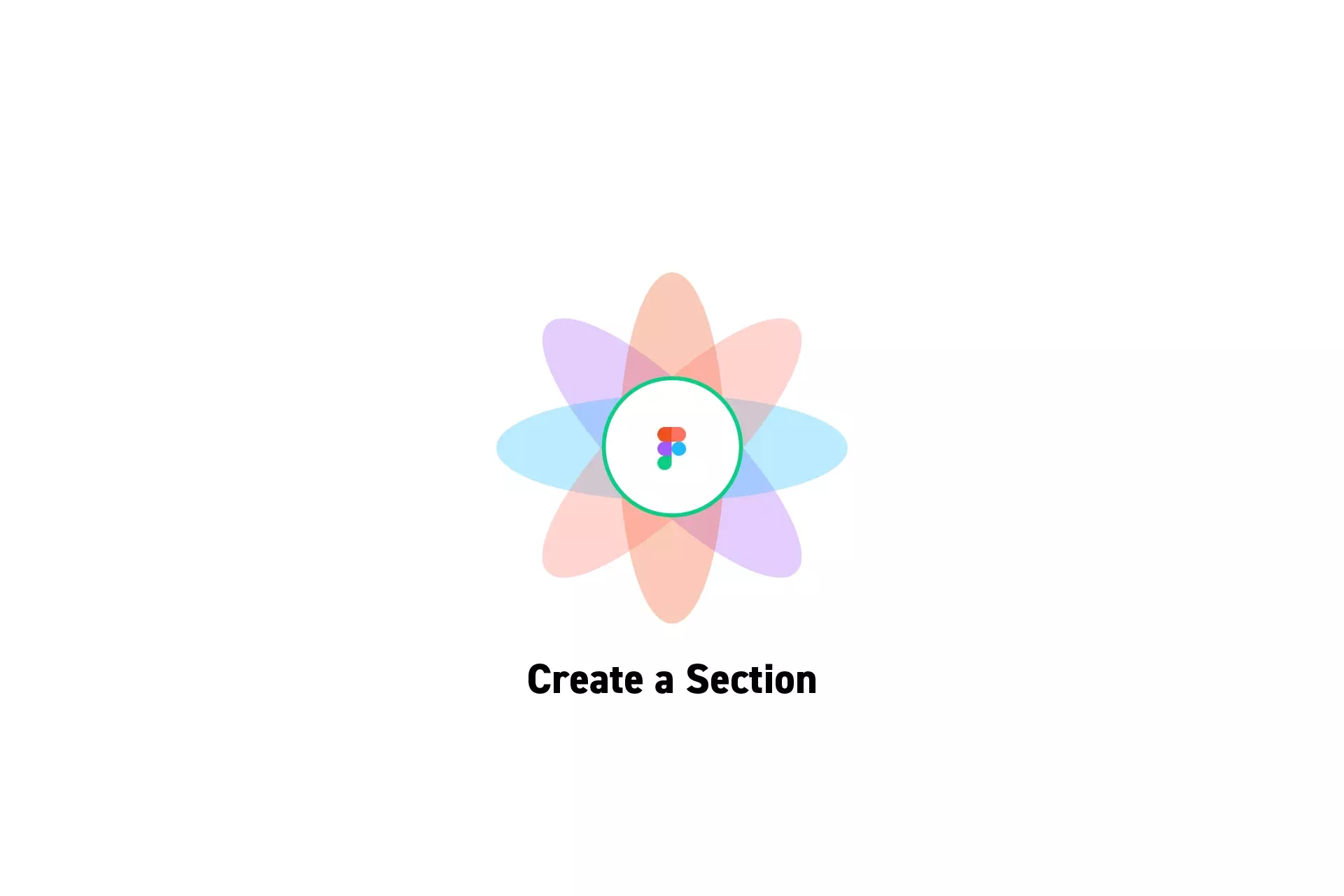 A flower that represents Figma with the text “Create a Section” beneath it.