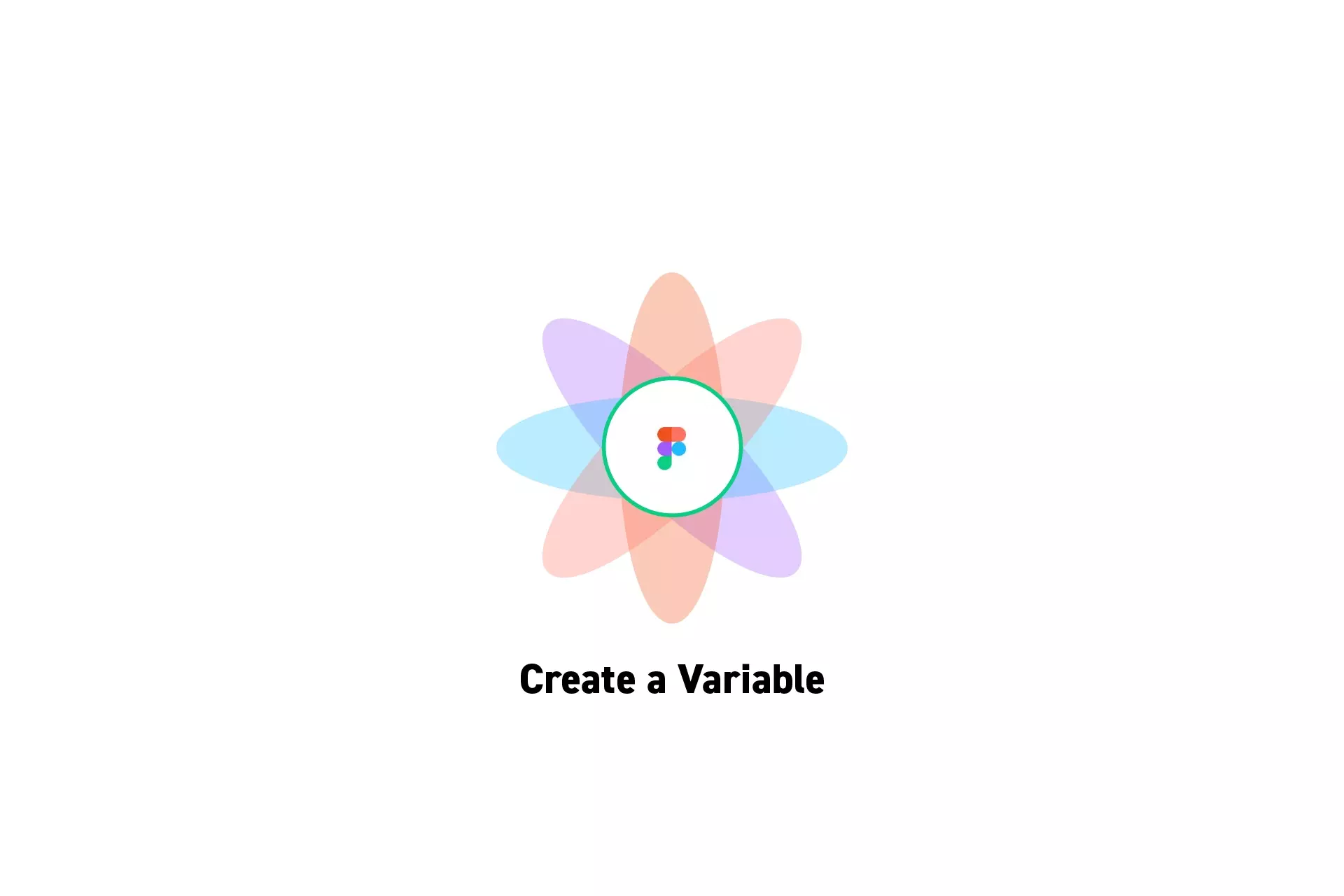 A flower that represents Figma with the text "Create a Variable" beneath it.