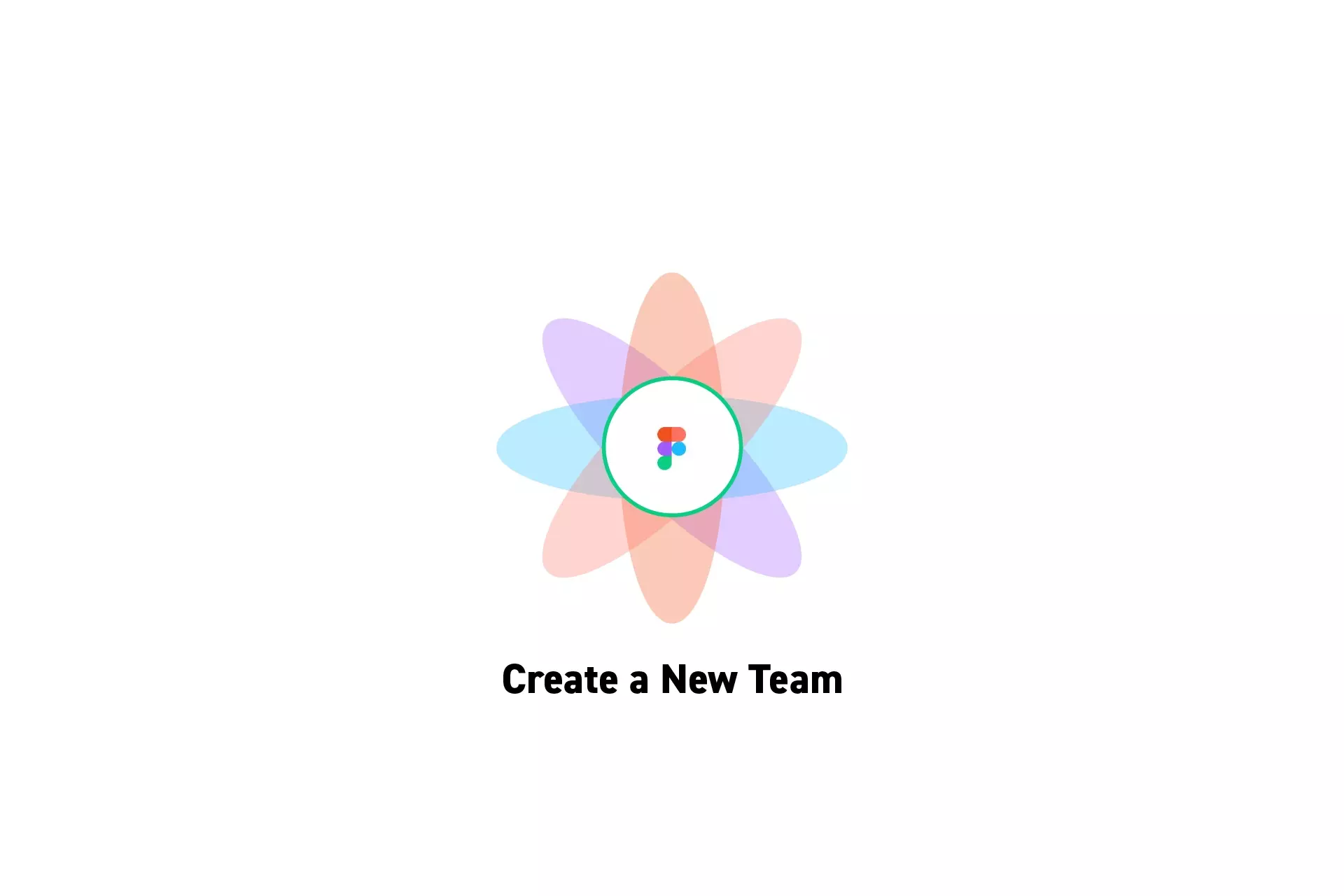 A flower that represents Figma with the text "Create a New Team" beneath it.