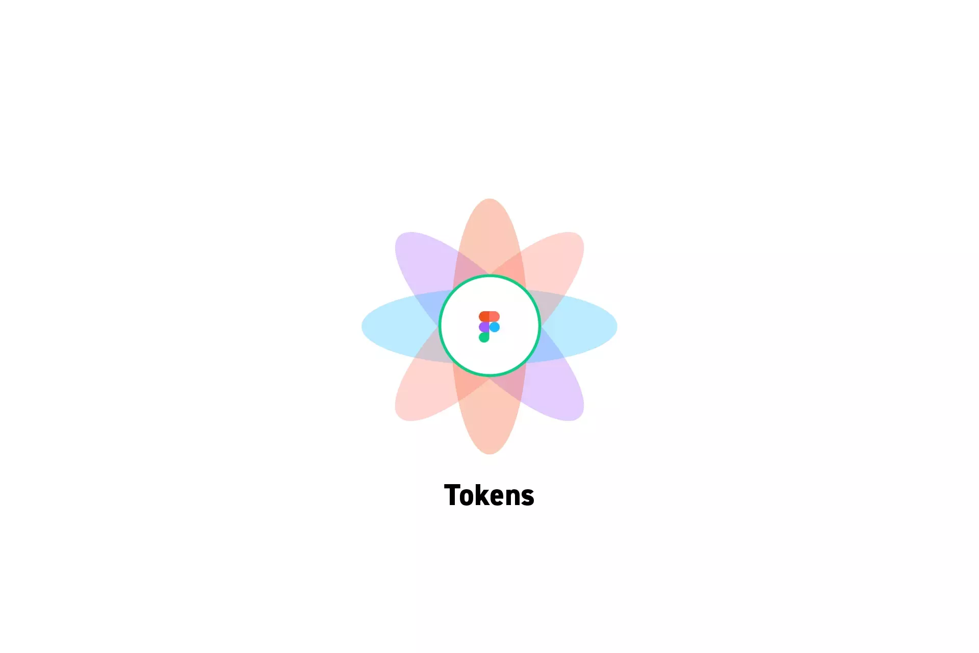 A flower that represents Figma with the text "Tokens" beneath it.