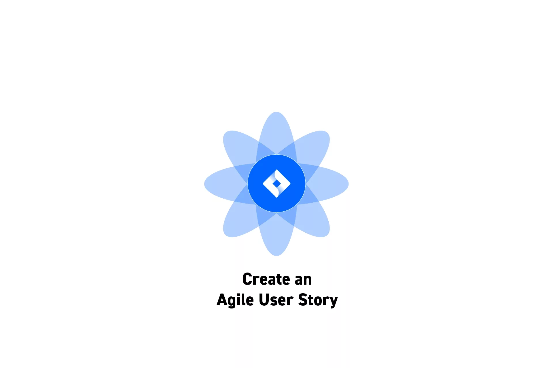 A flower that represents JIRA with the text "Create an Agile User Story" beneath it.