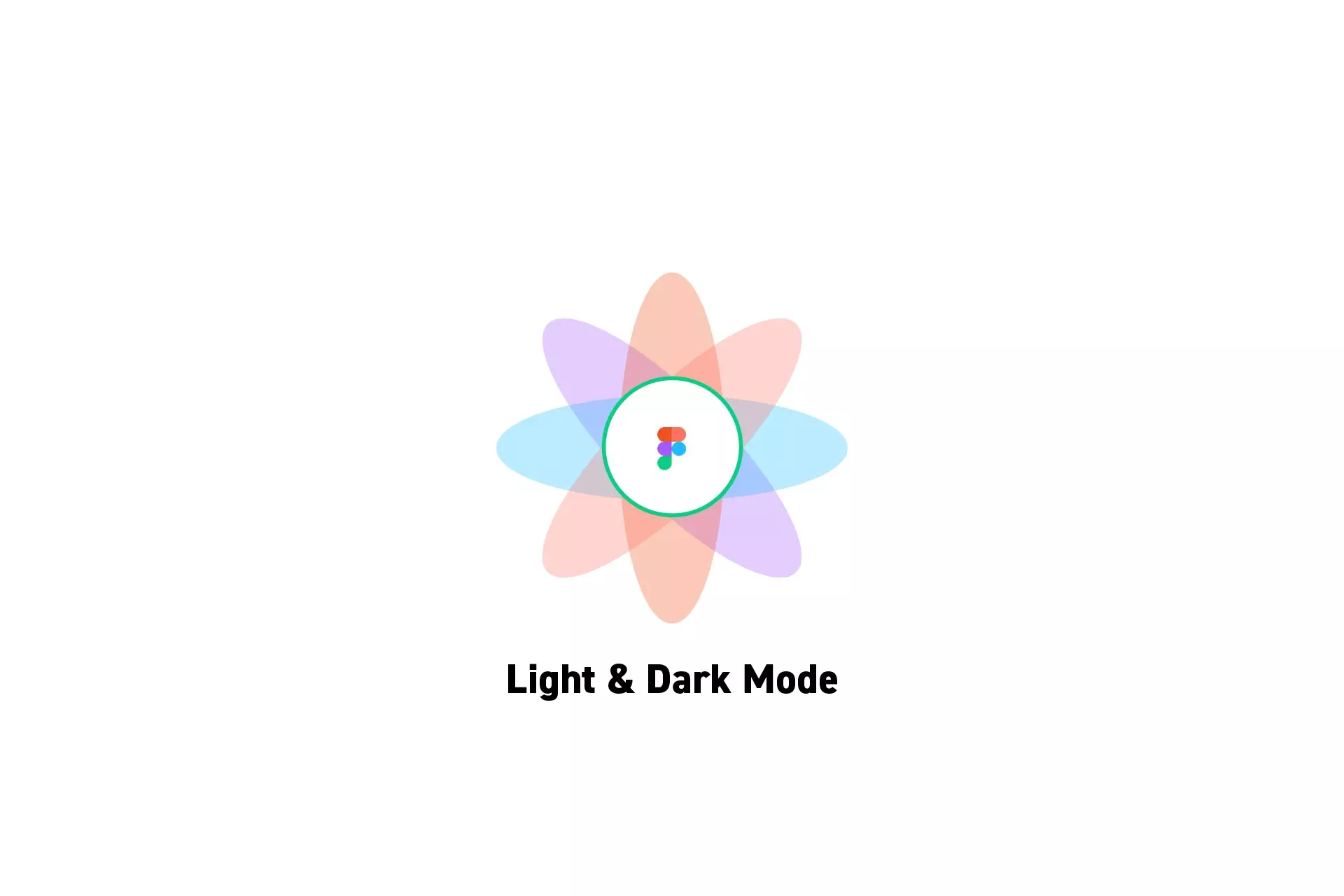 A flower that represents Figma with the text "Light &amp; Dark Mode" beneath it.