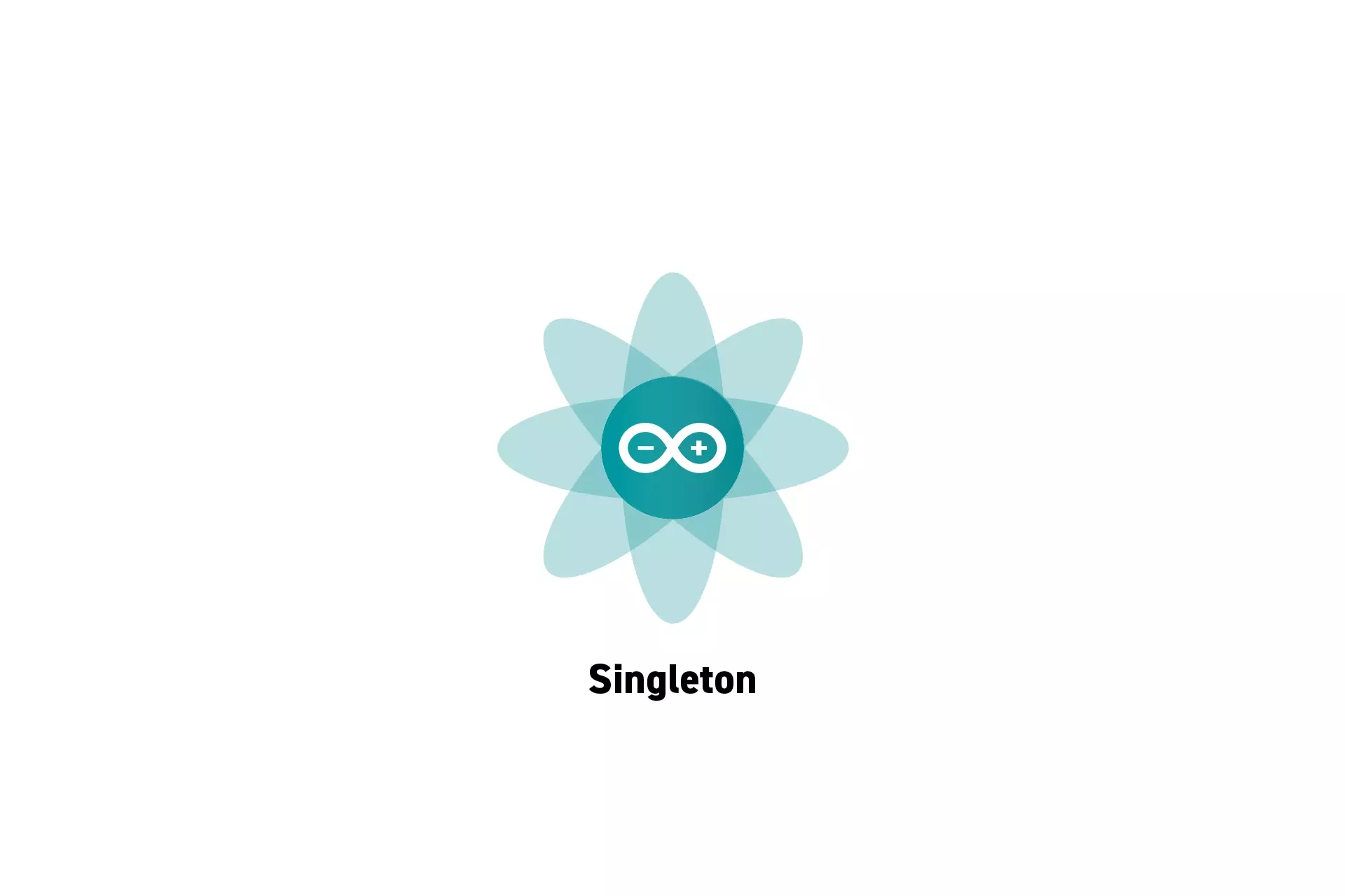 A flower that represents Arduino with the text "Singleton" beneath it.