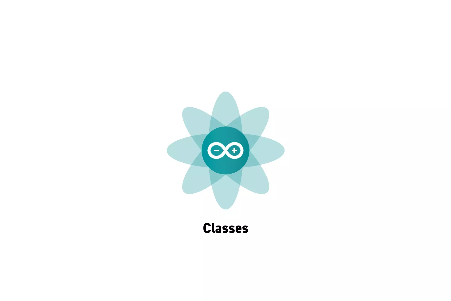 A flower that represents Arduino with the text "Classes" beneath it.