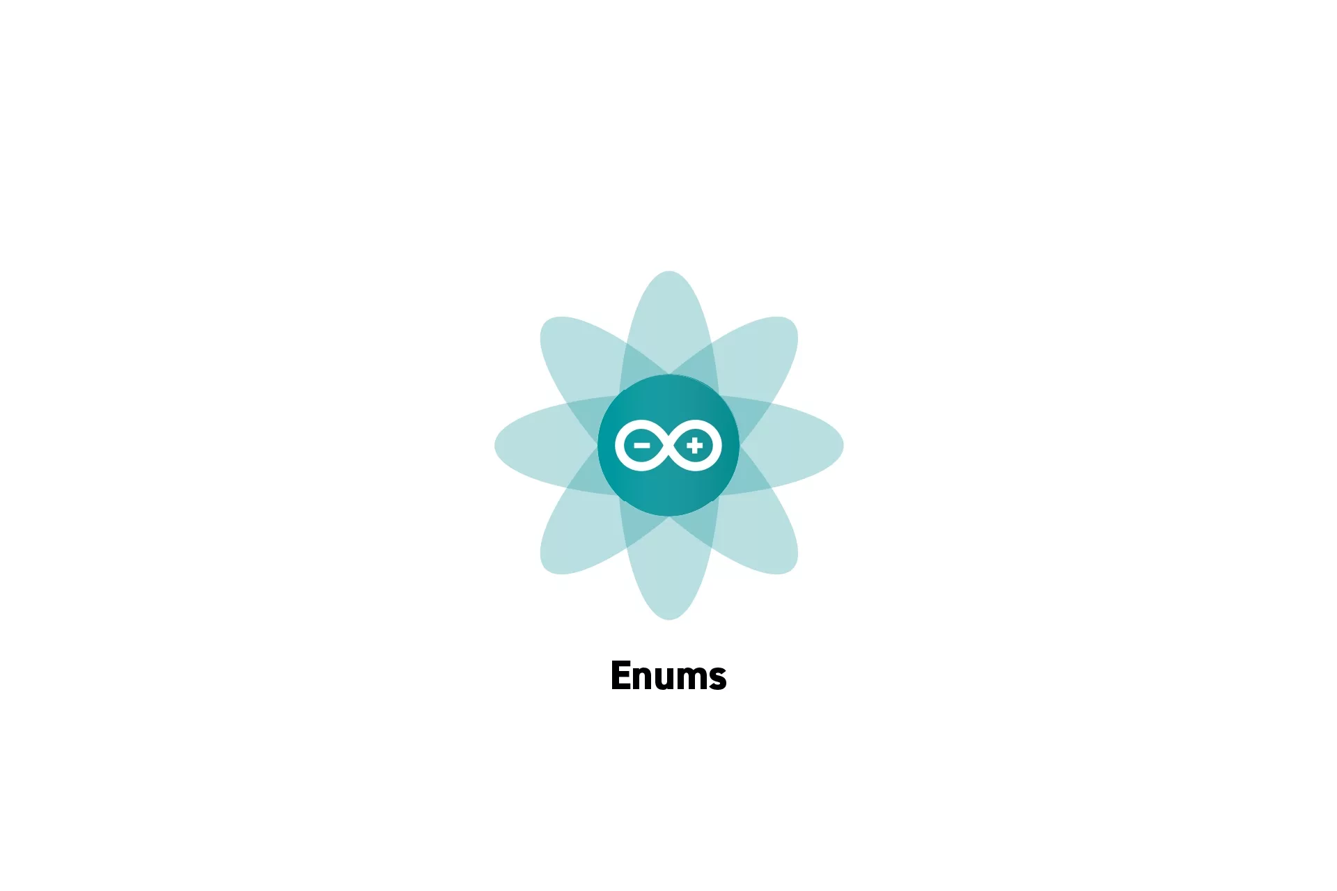 A flower that represents Arduino with the text "Enums" beneath it.