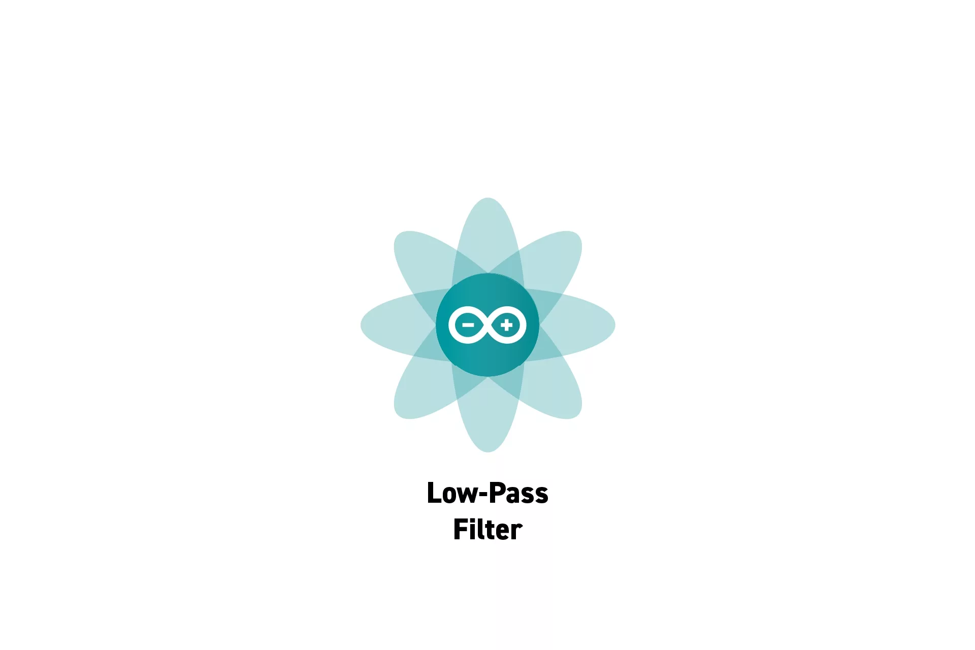 A flower that represents Arduino with the text "Low-Pass Filter" beneath it.