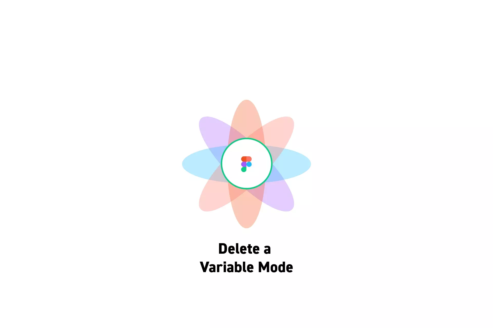 A flower that represents Figma with the text "Delete a Variable Mode" beneath it.