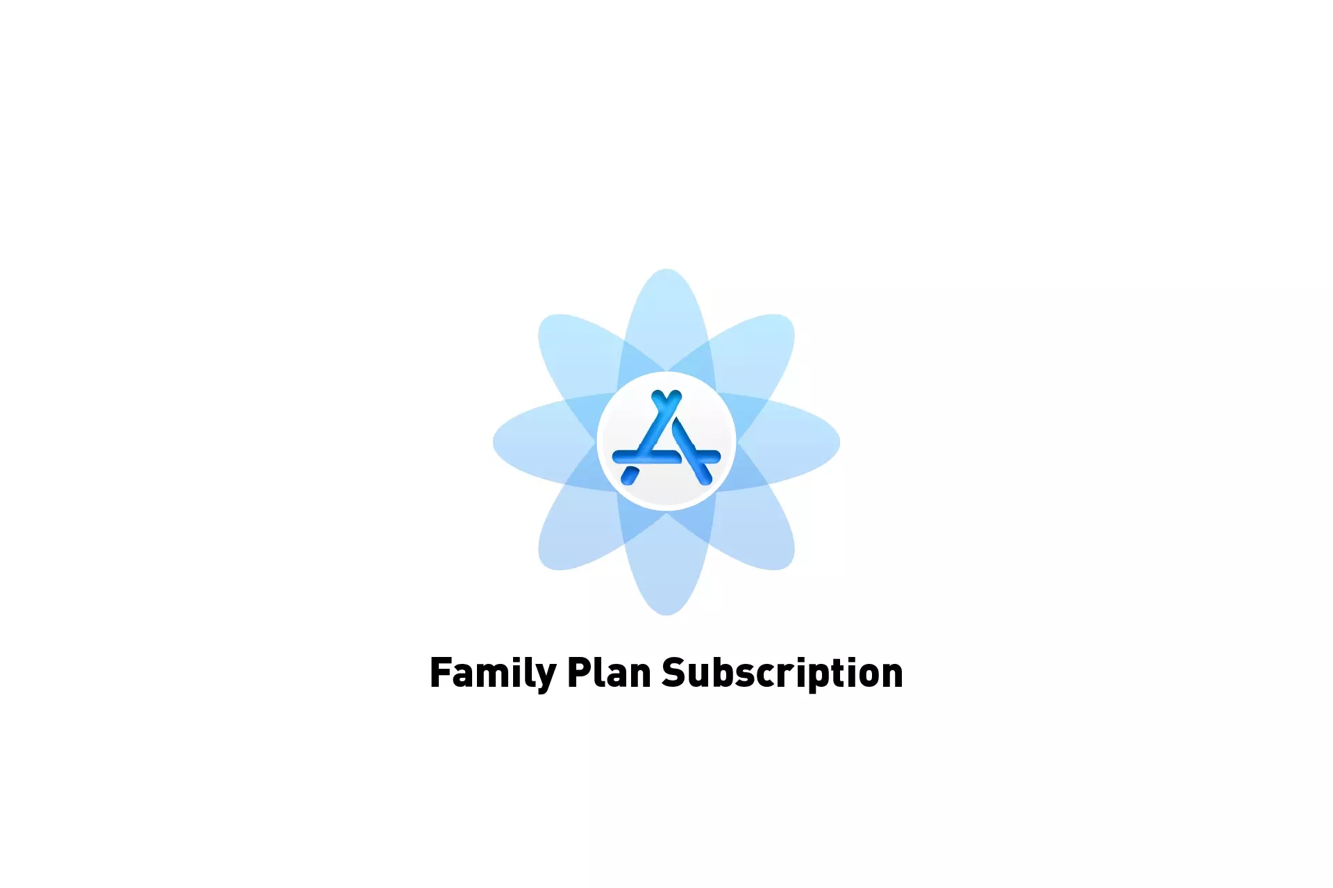 A flower that represents App Store Connect with the text "Family Plan Subscription" beneath it.