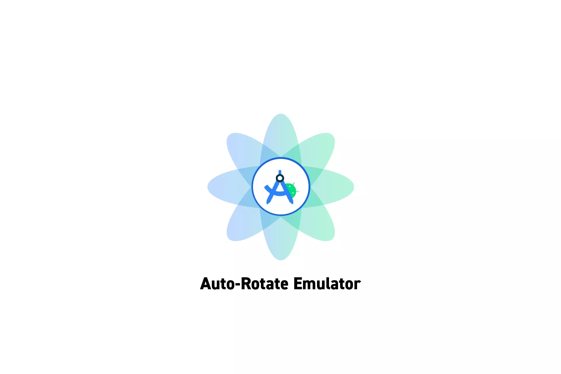 A flower that represents Android Studio with the text "Auto-Rotate Emulator" beneath it.