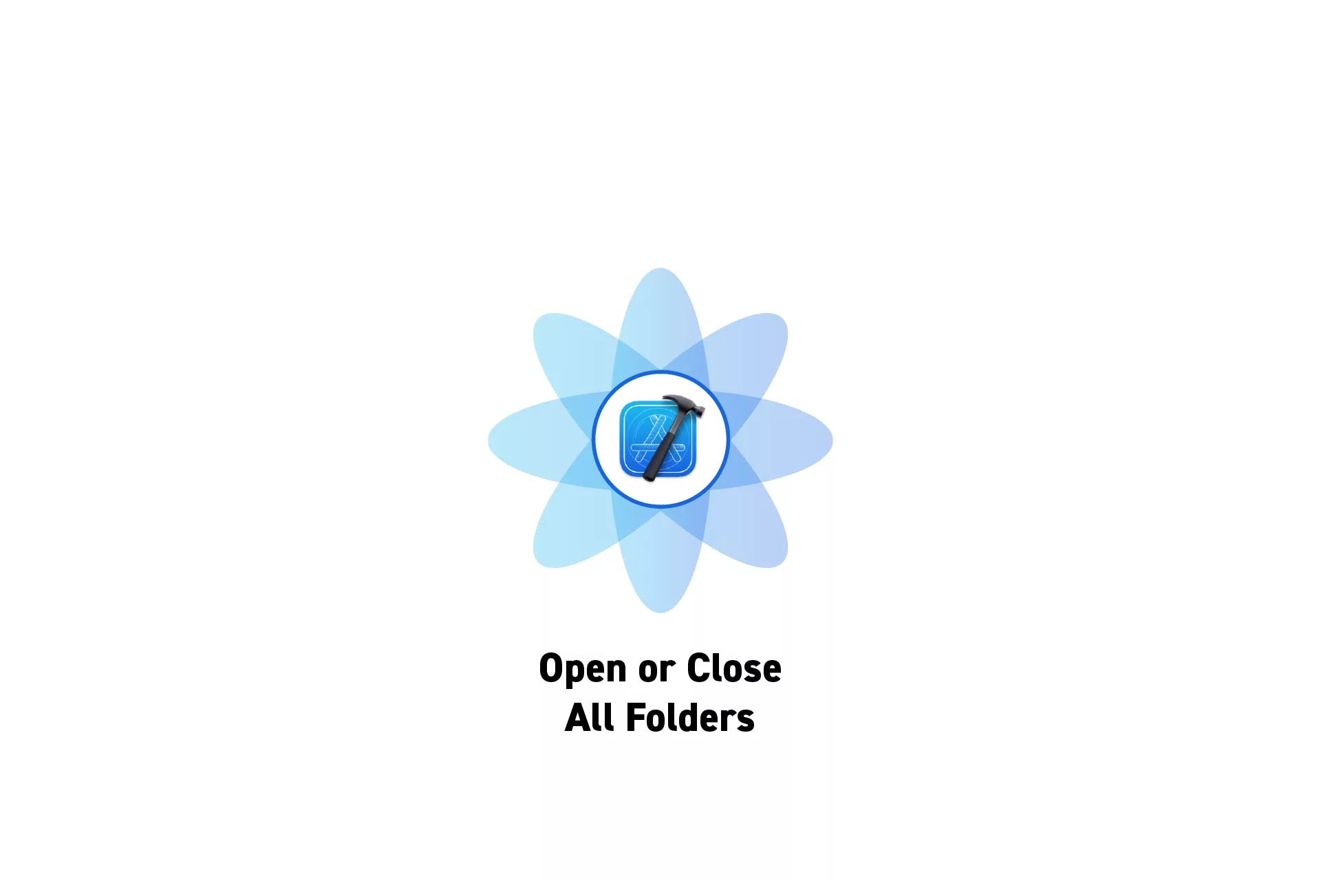 A flower that represents XCode with the text "Open or Close all folders" beneath it.