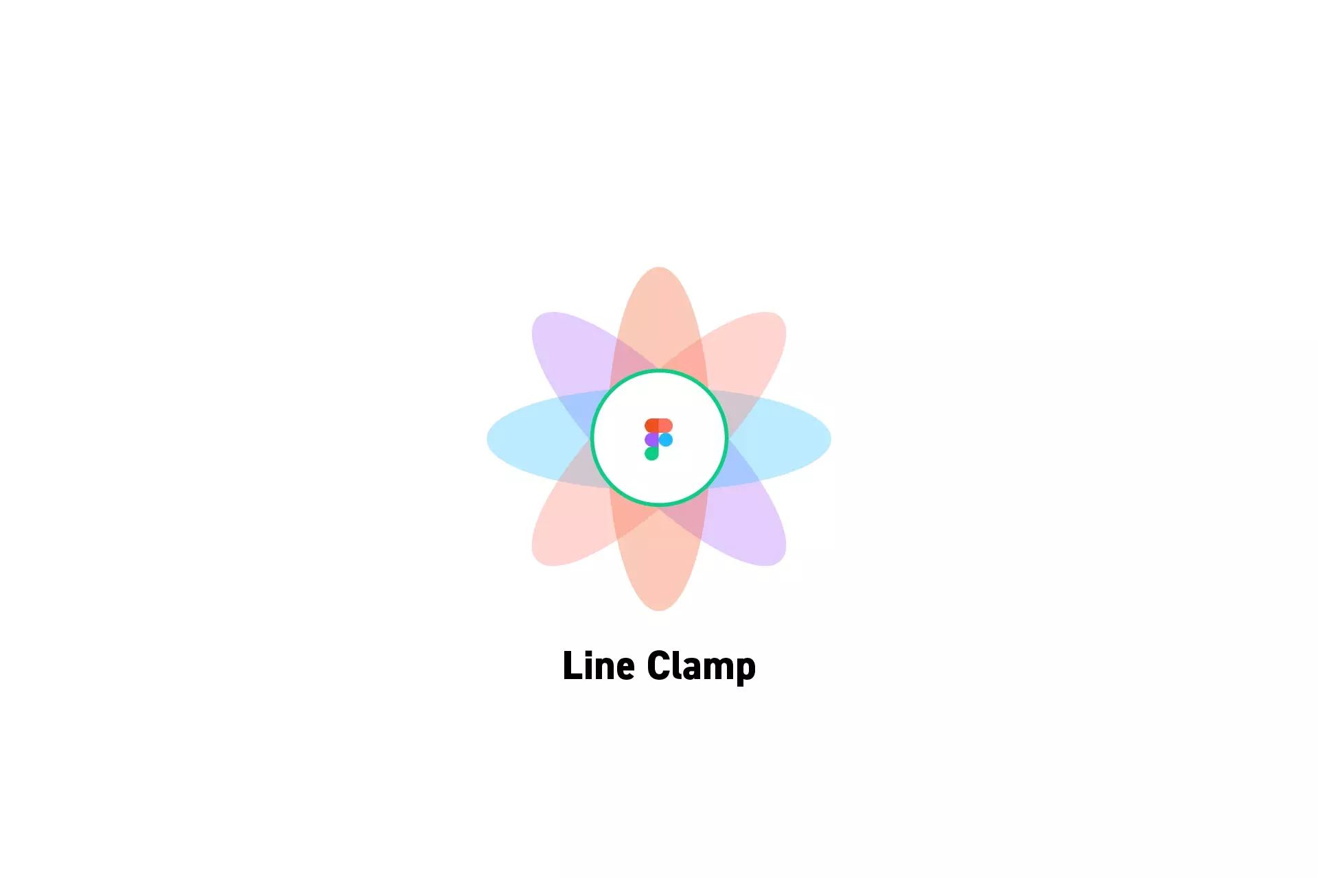 A flower that represents Figma with the text "Line Clamp" beneath it.