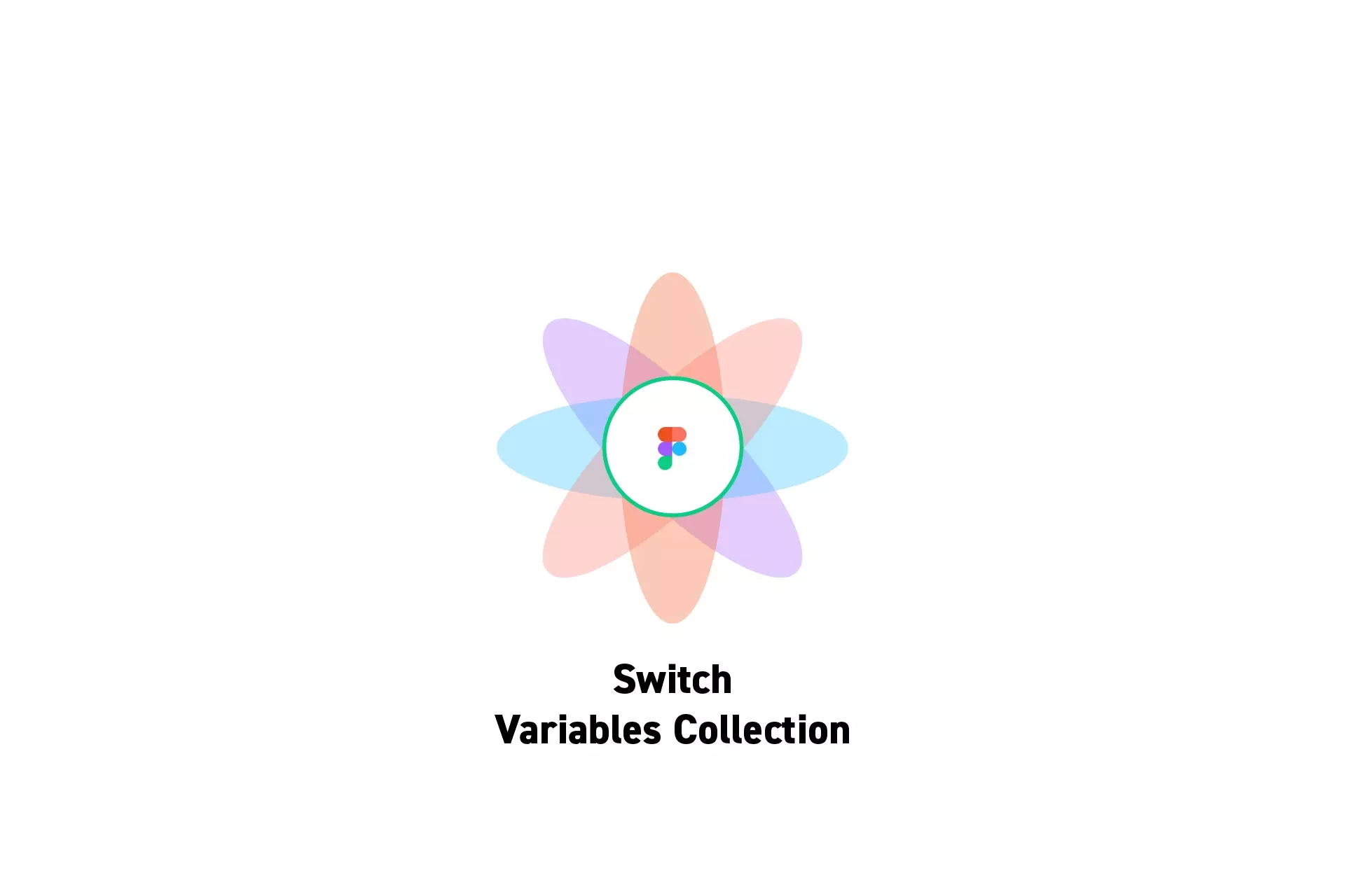 A flower that represents Figma with the text "Switch Variables Collection" beneath it.