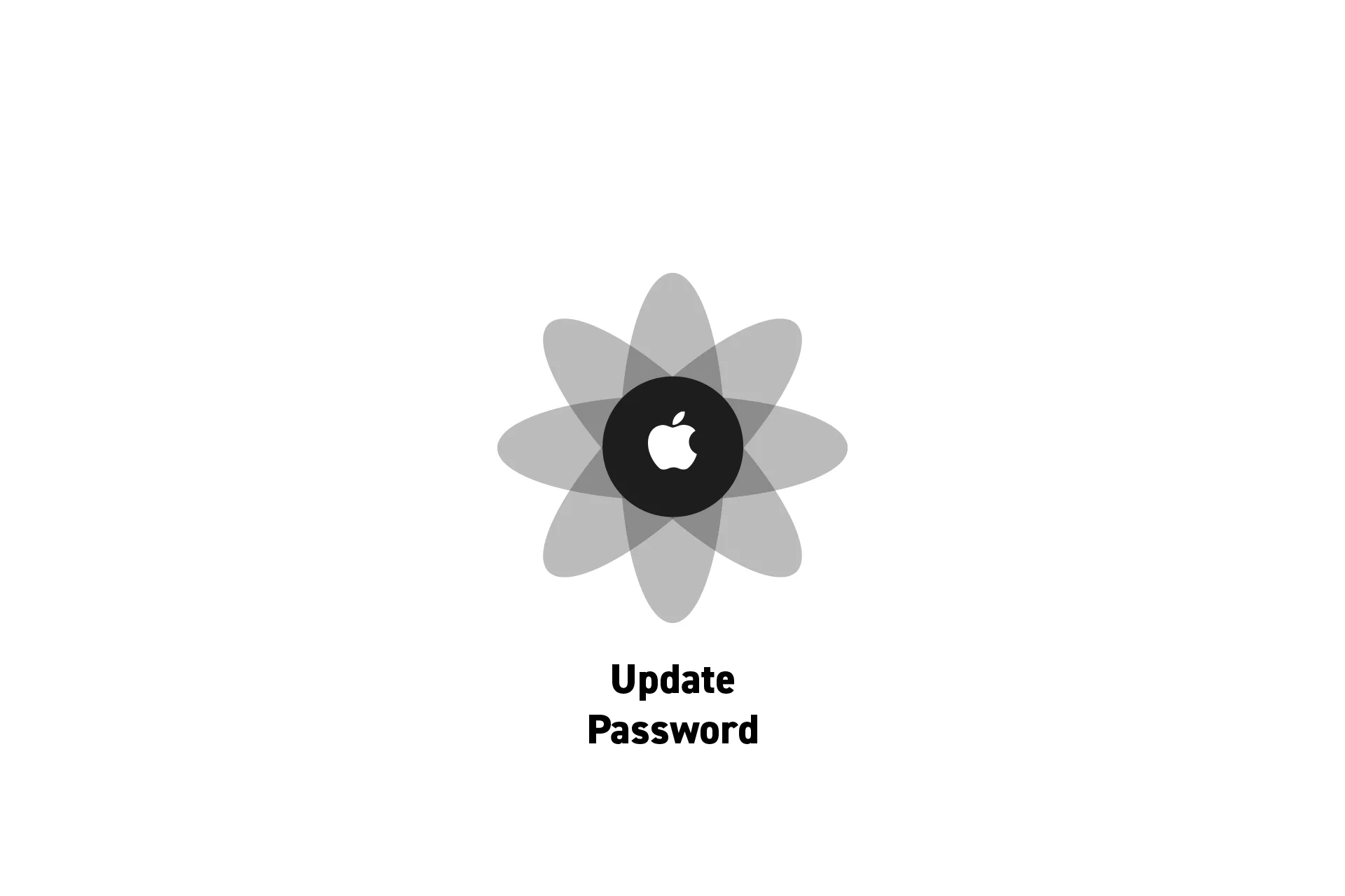 A flower that represents Apple with the text "Update Password" beneath it.