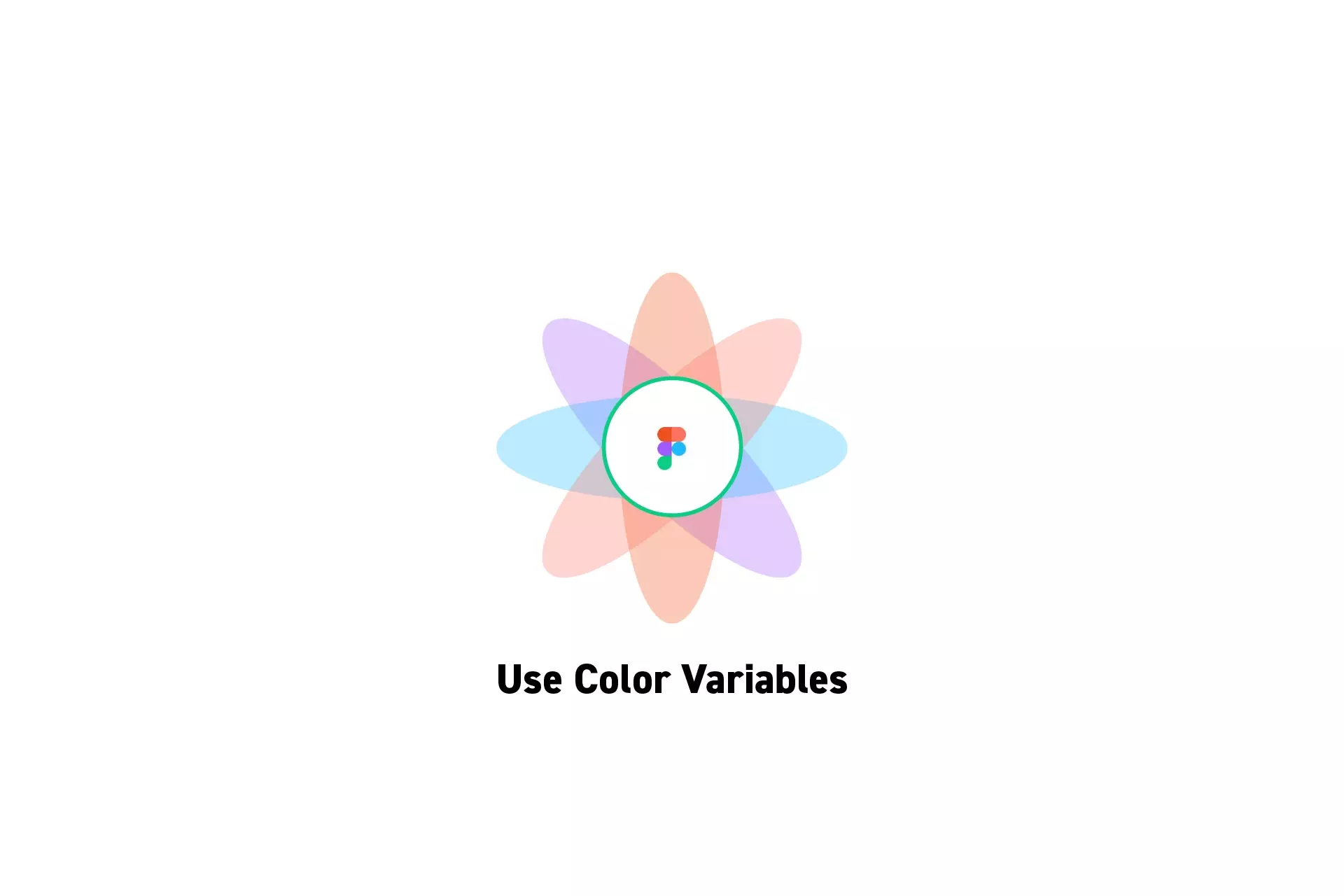 A flower that represents Figma with the text "Use Color Variable"� beneath it.