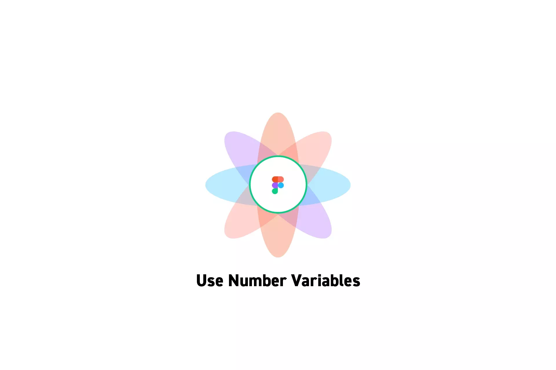 A flower that represents Figma with the text "Use Number Variables" beneath it.