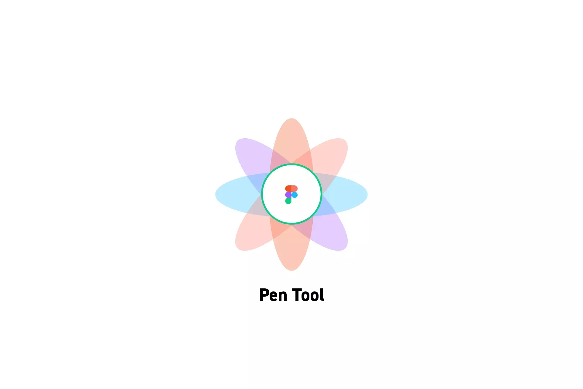 A flower that represents Figma with the text “Pen Tool” beneath it.