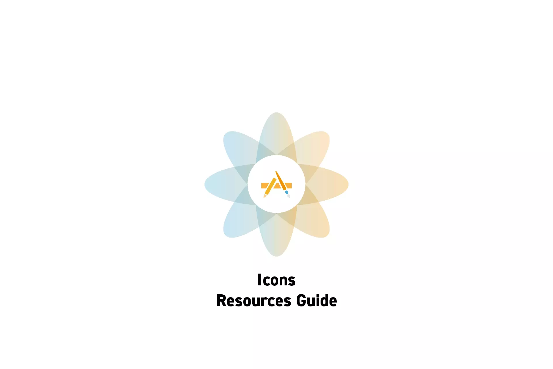 A flower that represents Digital Craft with the text "Icons Resources Guide" beneath it.