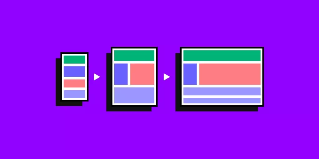 An image showing how a layout adapts depending on screen size.