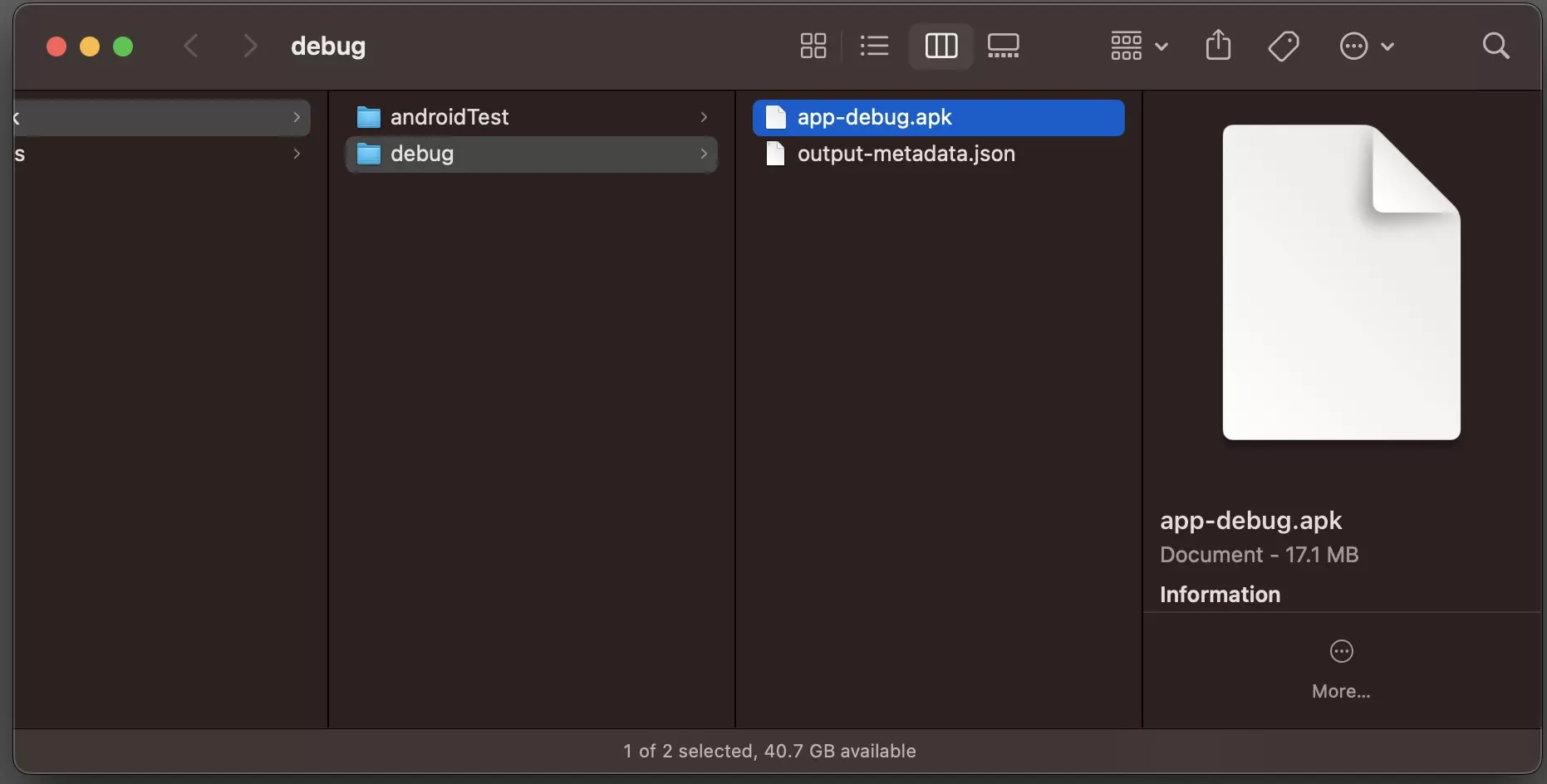 A screenshot of Finder showing the APK.