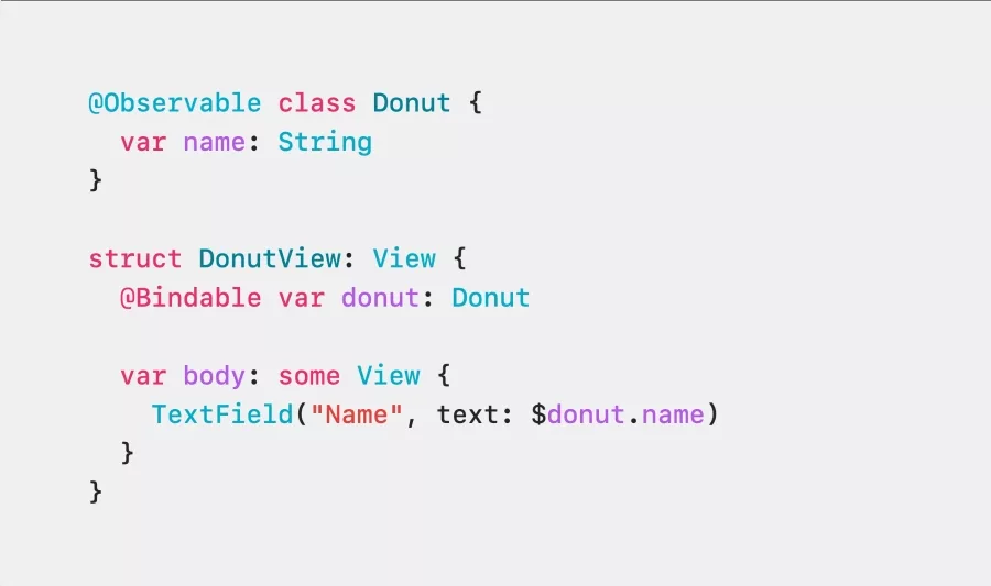 An example of a Bindable property wrapper used with an Observable class.