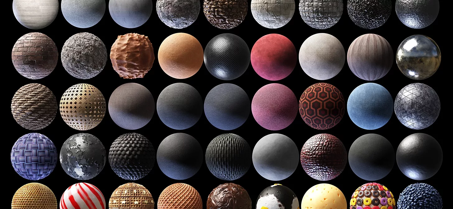 Examples of materials created using physically based rendering.