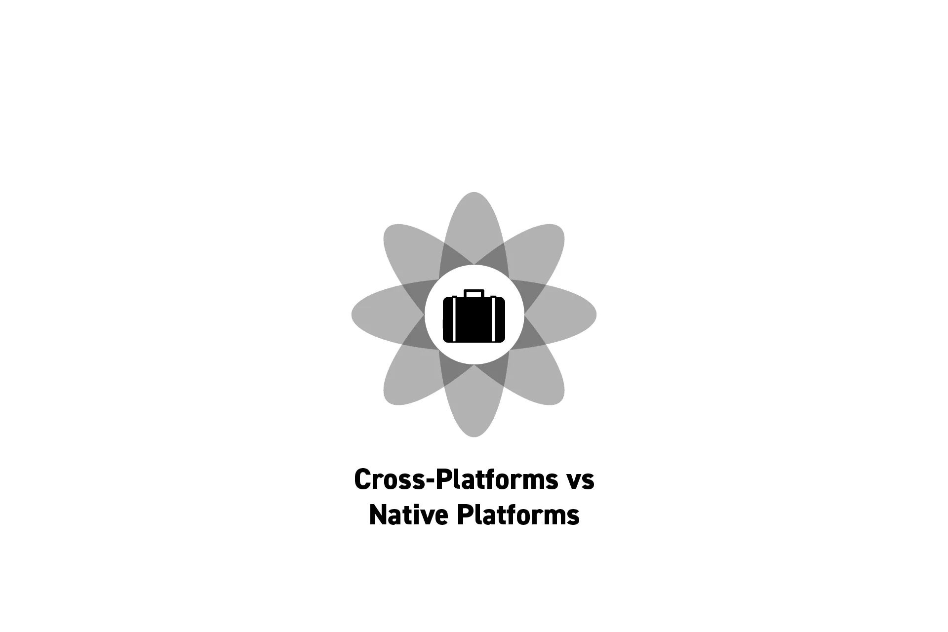 A flower that represents "Business" with the text "Cross-Platforms vs Native Platforms" beneath it.