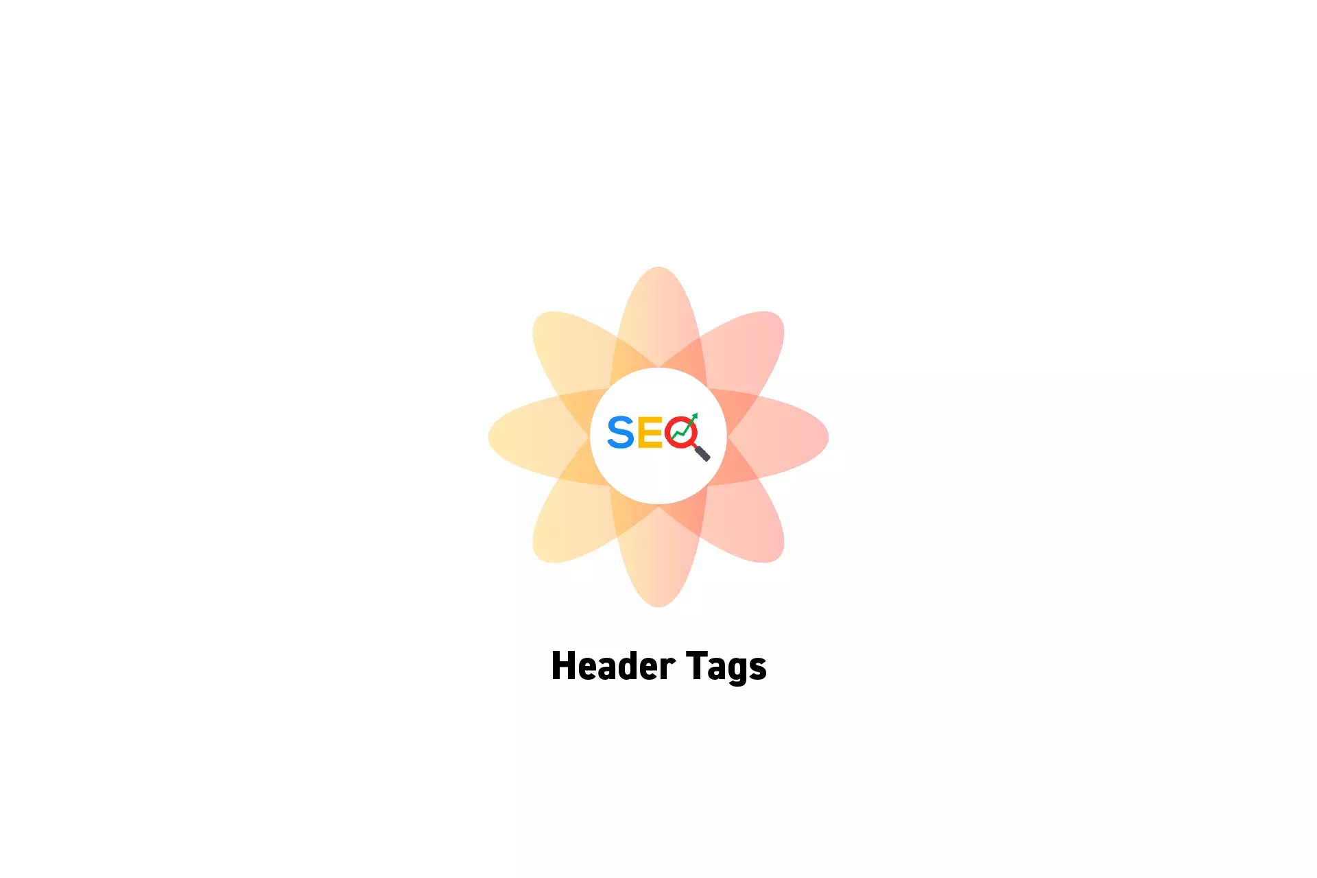 A flower that represents SEO with the text "Header Tags" beneath it.