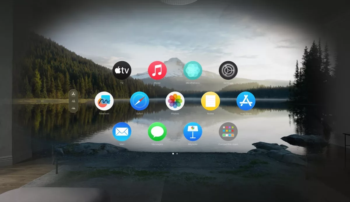 The VisionPro app launcher within the shared space.