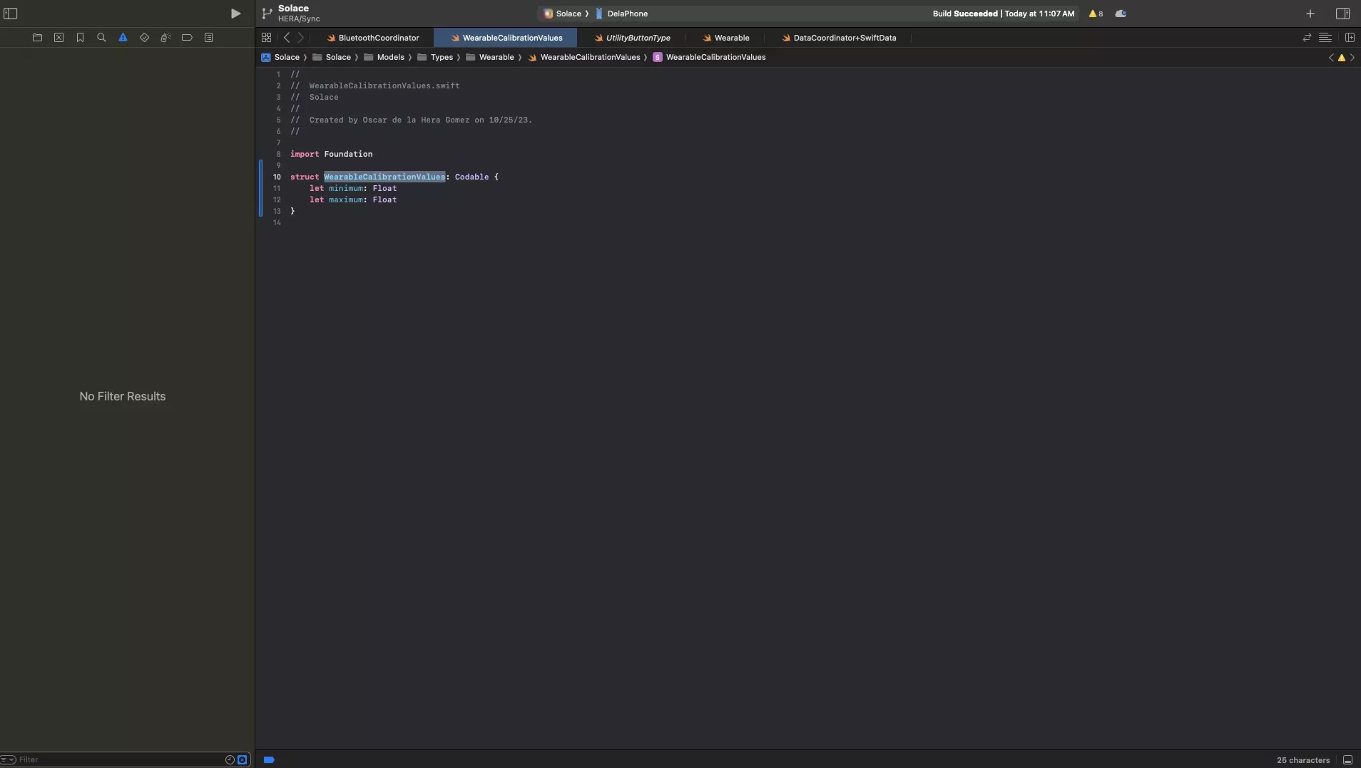 A screenshot of Xcode showing how we made the complex value conform to the Codable protocol.