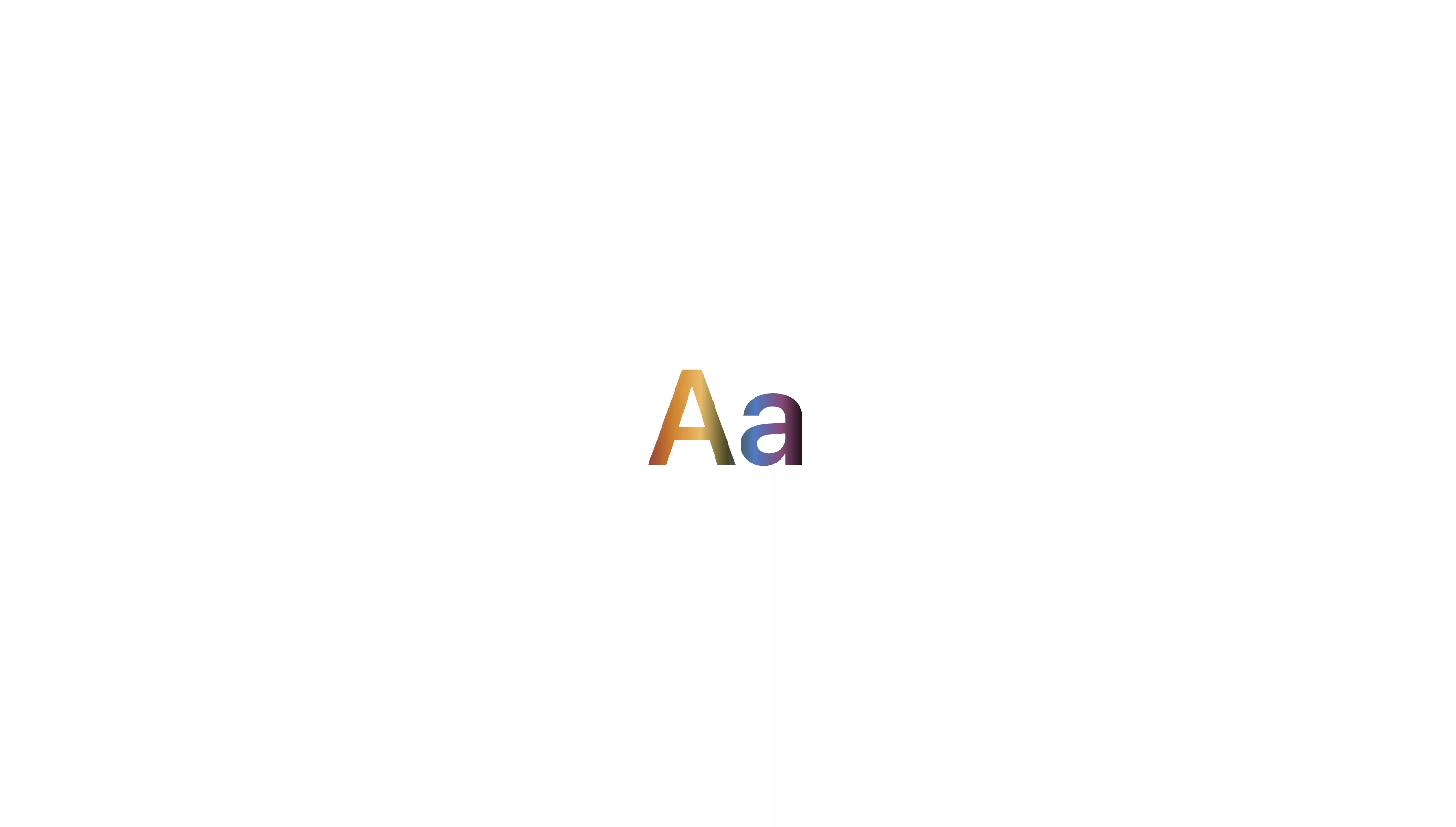 A screenshot of Chrome showing the letters "Aa" which are colored to match a gradient defined in the code below.