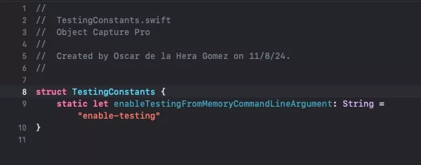 A screenshot of the Struct of strings that we use to hold Command Line Arguments.