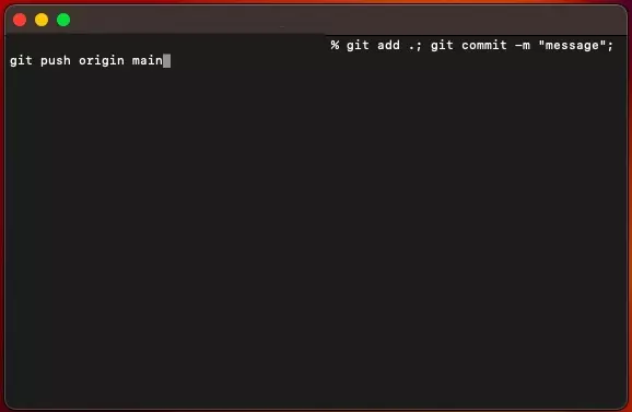 A screenshot of terminal showing you how to sync the changes and push them to your repository.