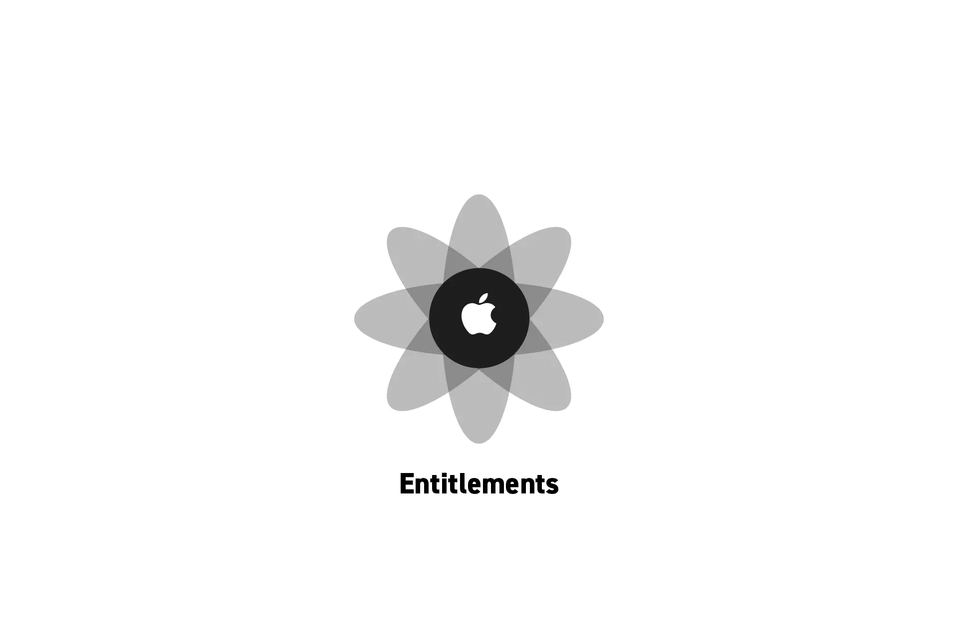 A flower that represents Apple with the text "Entitlements" beneath it.