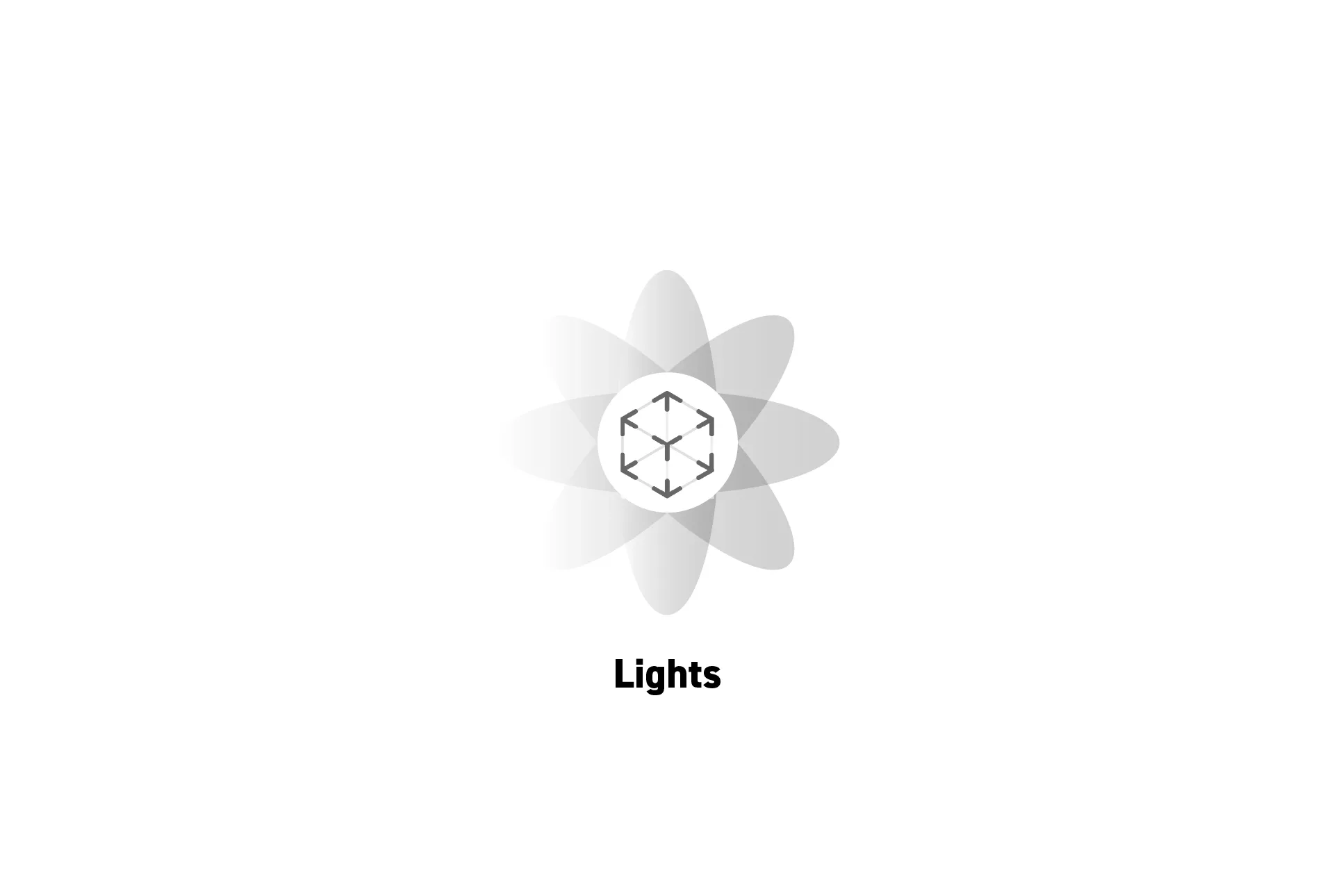 A flower that represents spatial computing with the text "Lights" beneath it.