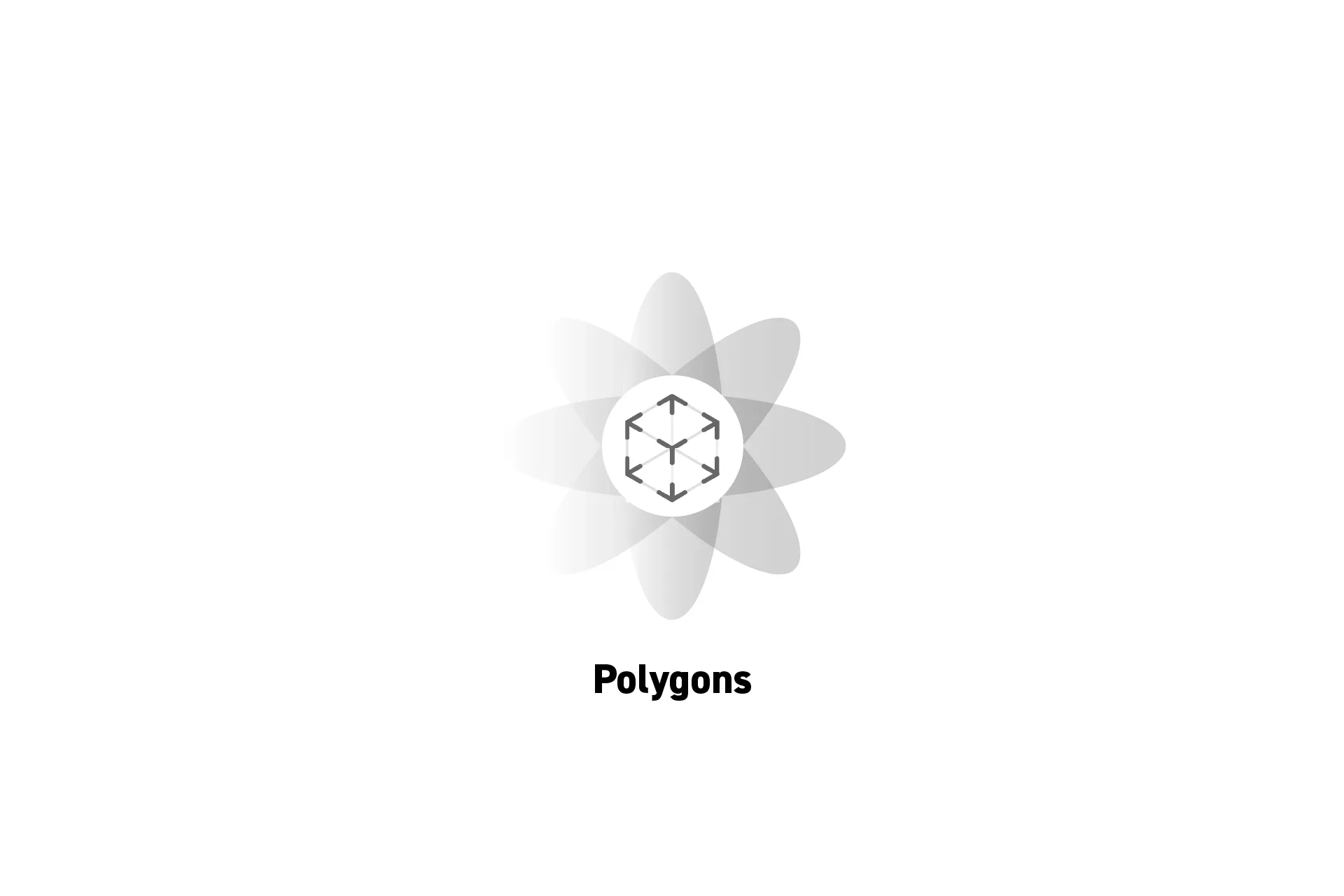 A flower that represents spatial computing with the text "Polygons" beneath it.