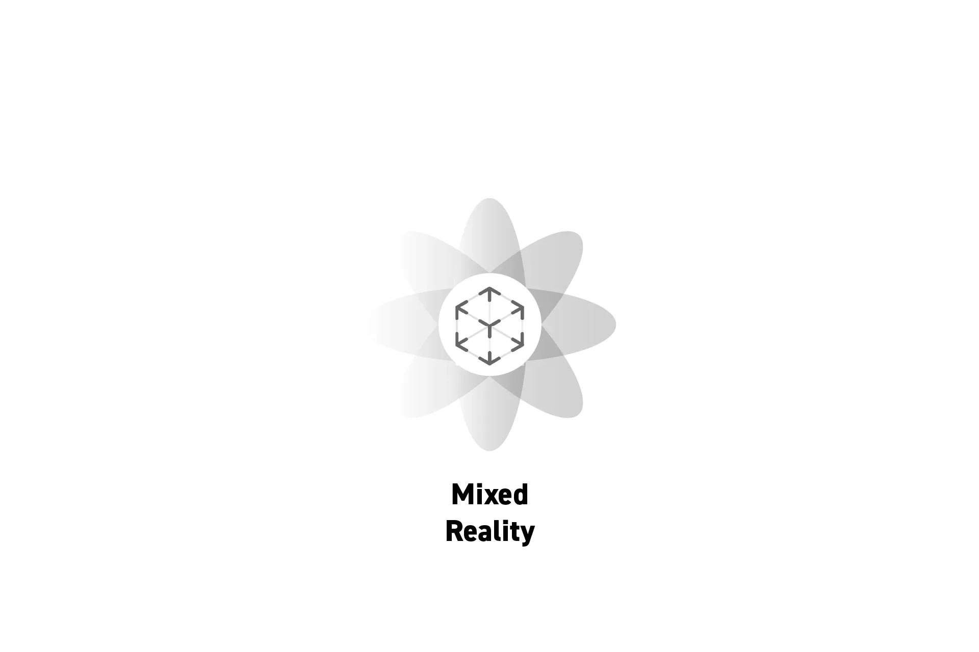 A flower that represents spatial computing with the text "Mixed Reality" beneath it.