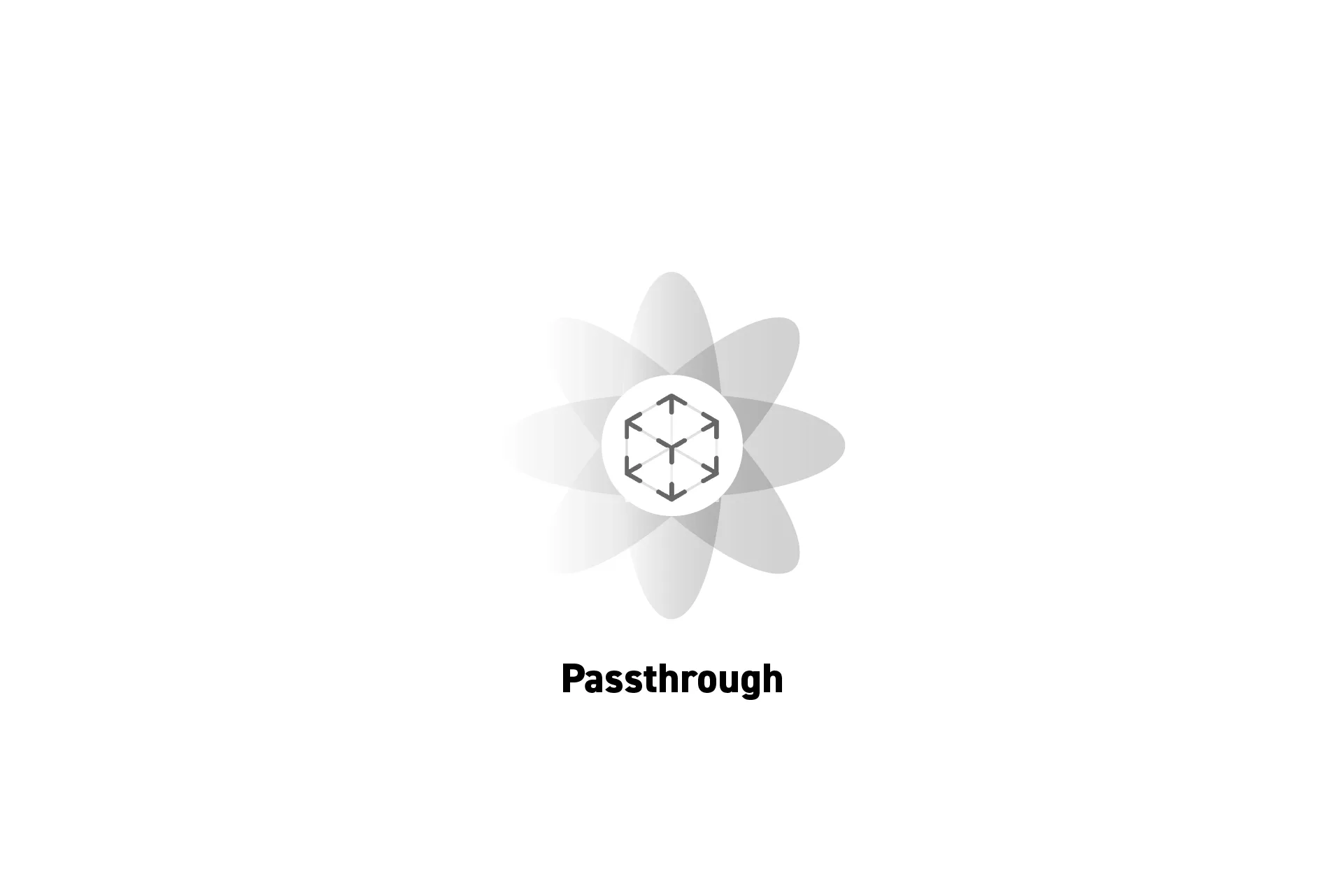 A flower that represents spatial computing with the text "Passthrough" beneath it.