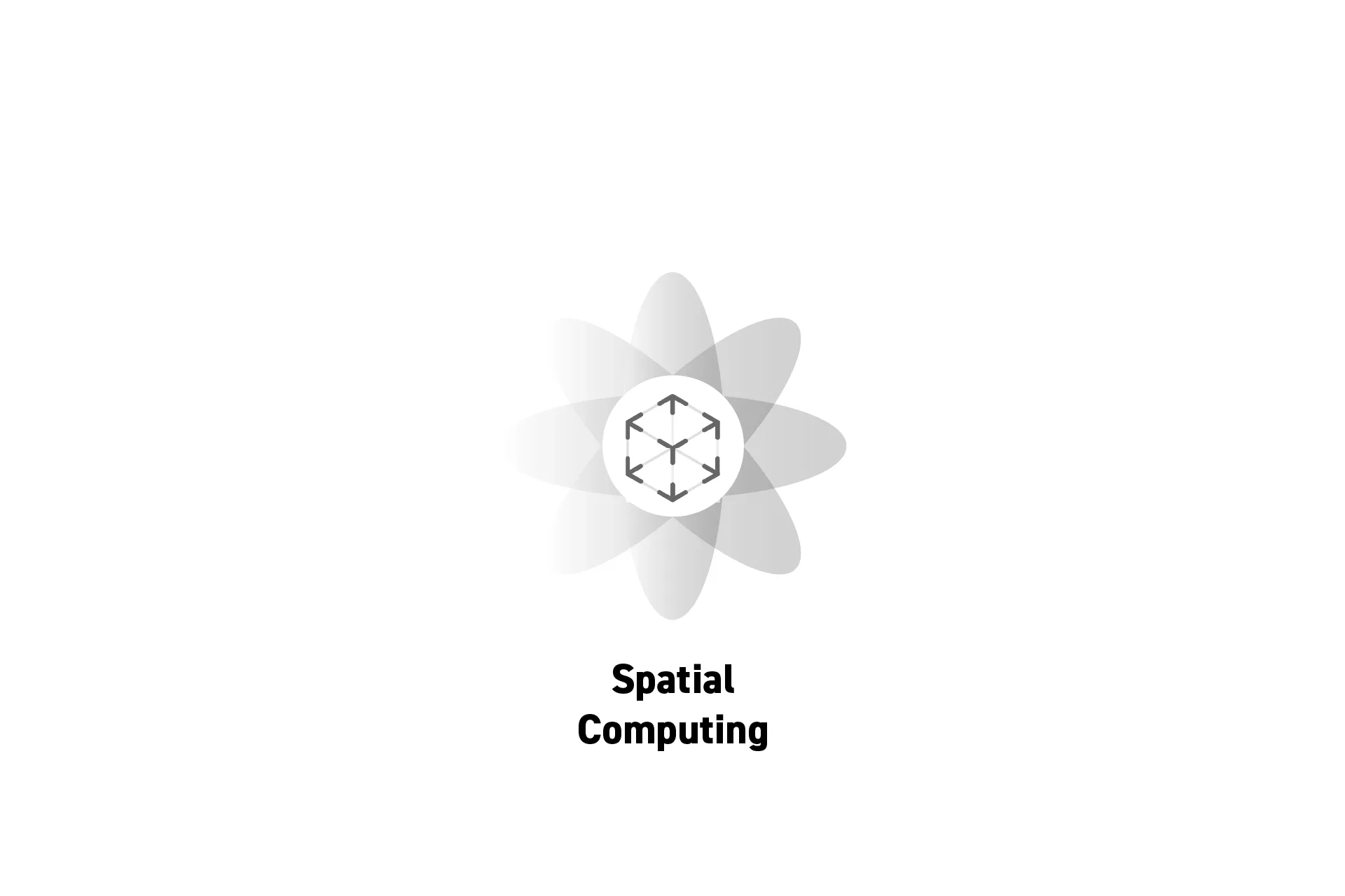 A flower that represents spatial computing with the text "Spatial Computing" beneath it.