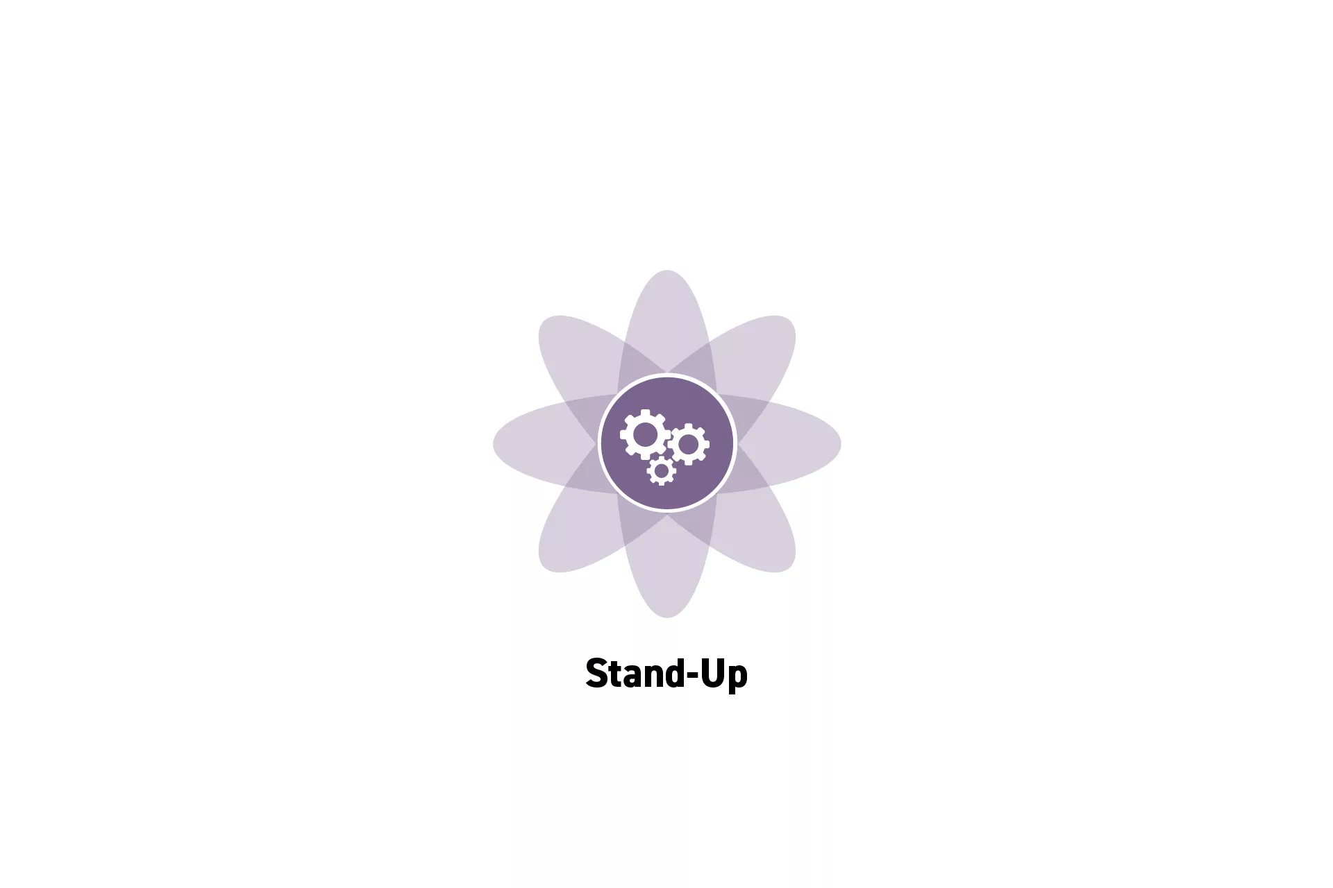 A flower that represents Project Management with the text “Stand-Up” beneath it.